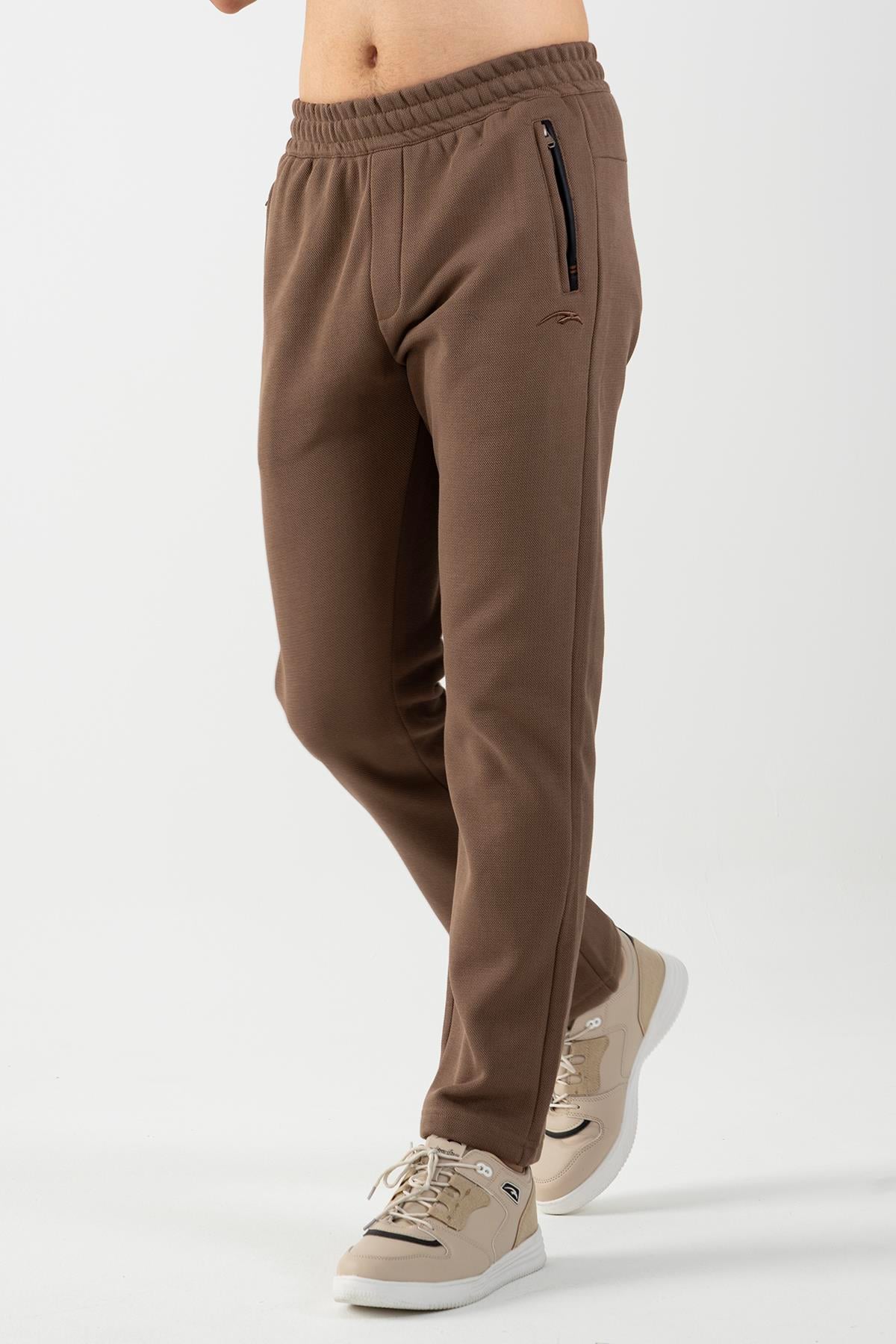 Maraton Regular Erkek Düz Paça Kakao Eşofman Altı - 4