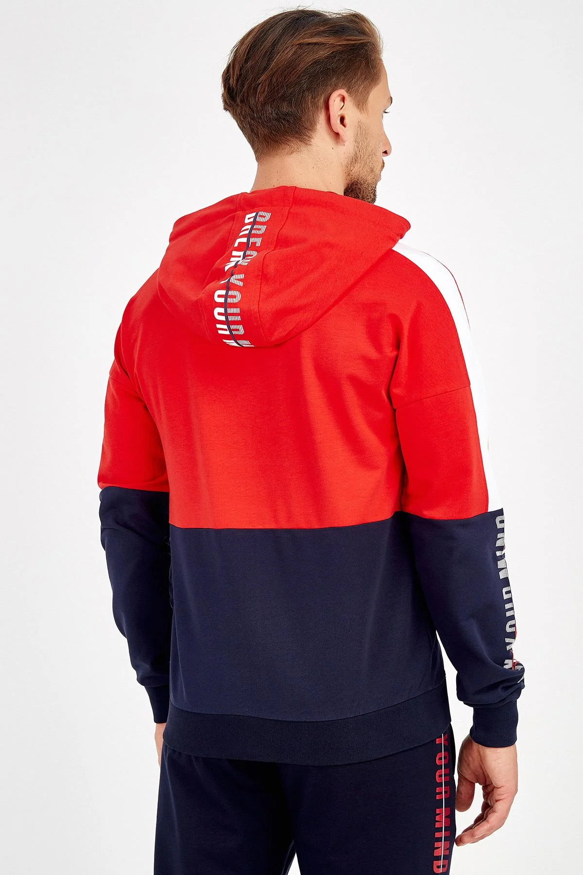 Maraton Regular Erkek Kapüşonlu Açık Lacivert Tracktop - 3