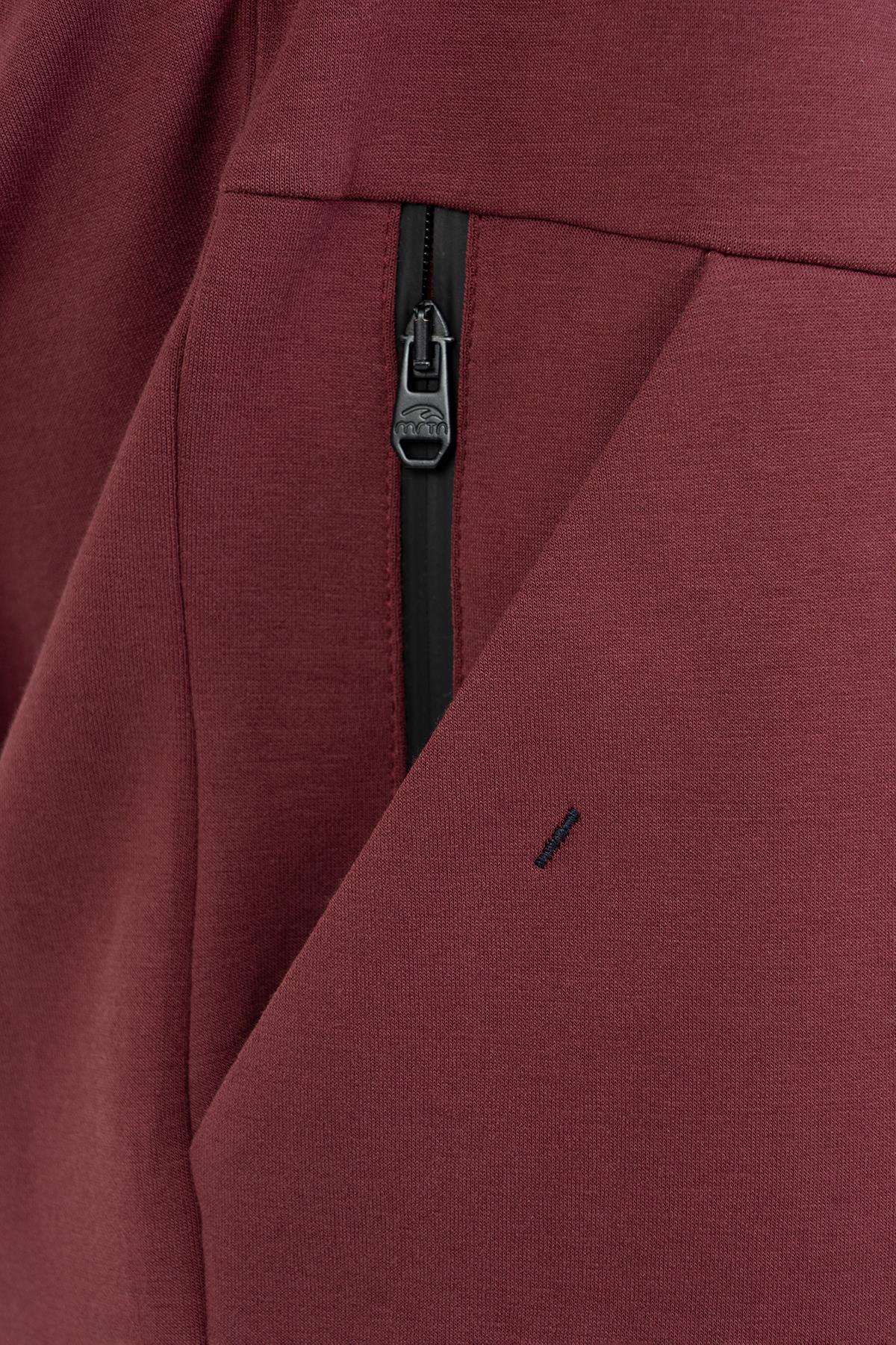 Maraton Regular Erkek Kapüşonlu Bordo Eşofman Üstü - 7