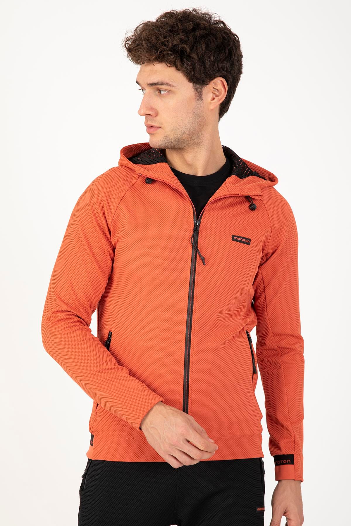 Maraton Regular Erkek Kapüşonlu Kiremit Eşofman Üstü - 3