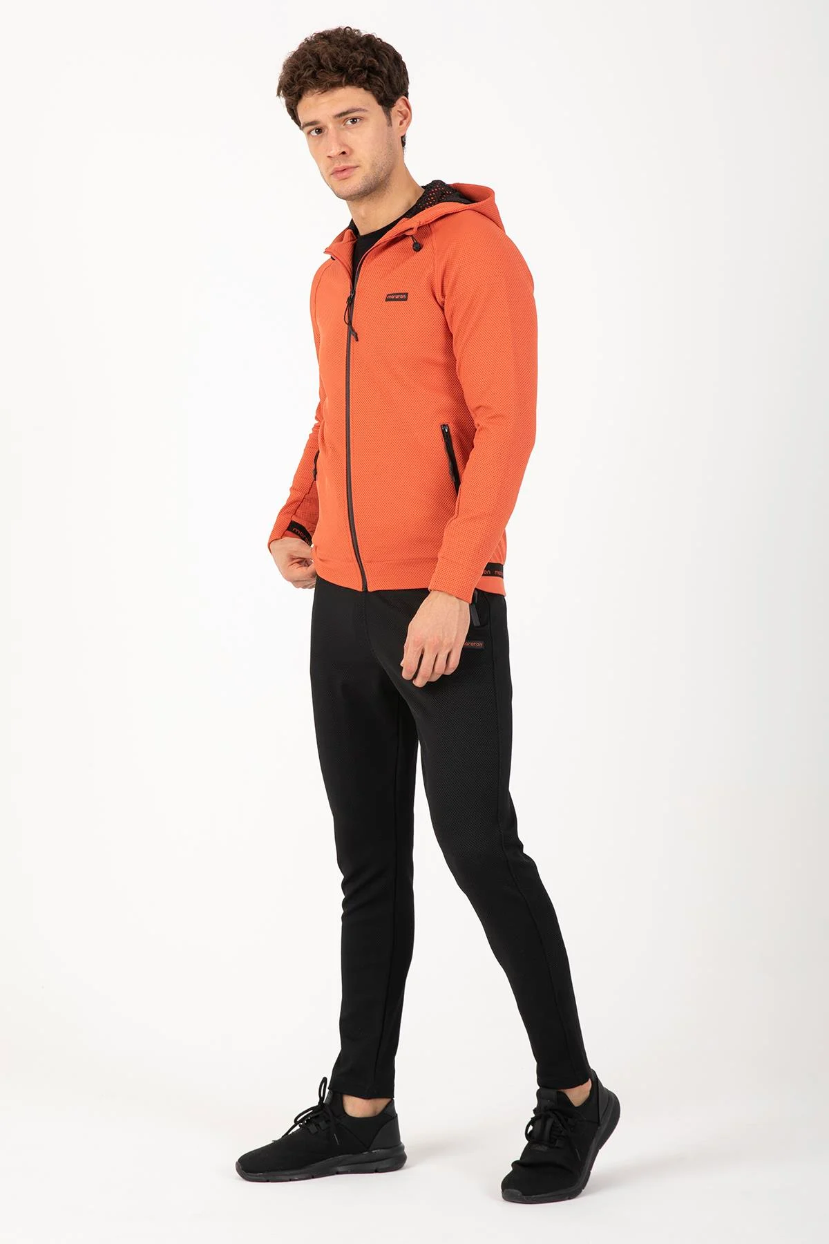 Maraton Regular Erkek Kapüşonlu Kiremit Eşofman Üstü - 5