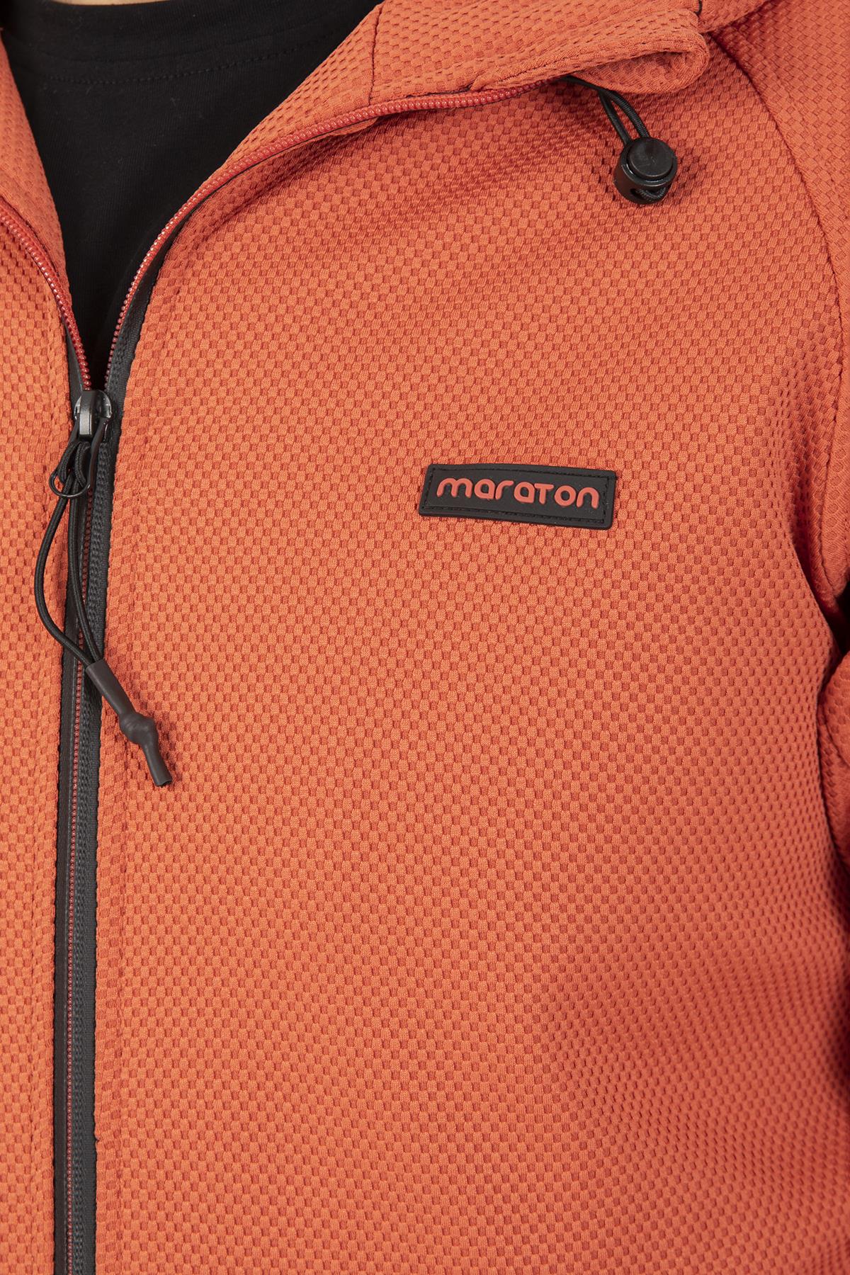 Maraton Regular Erkek Kapüşonlu Kiremit Eşofman Üstü - 7