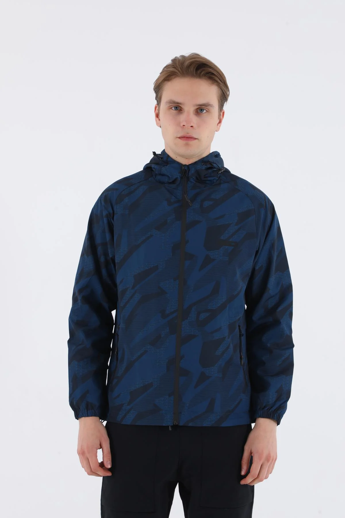 Maraton Regular Erkek Kapüşonlu Lacivert Yağmurluk