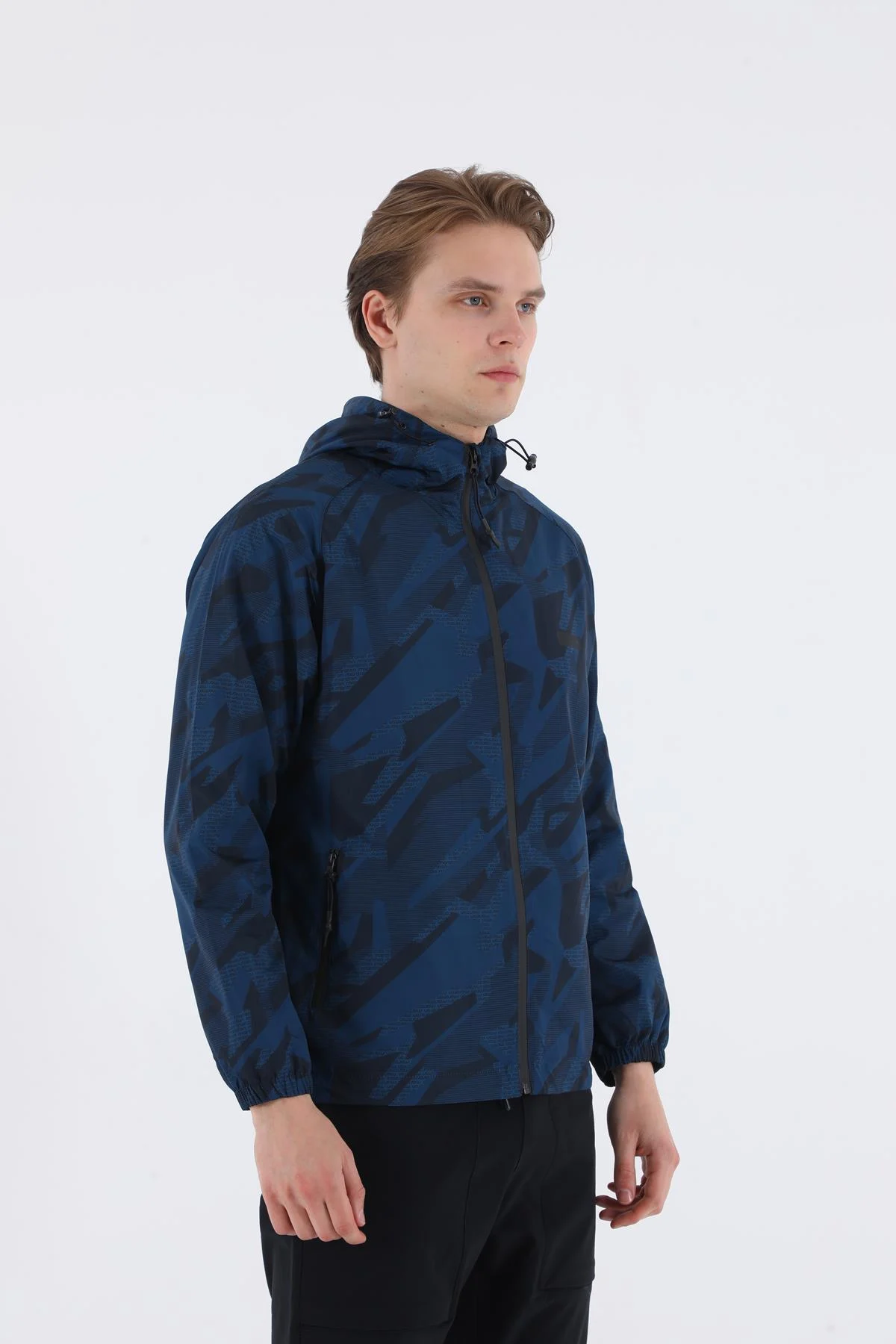 Maraton Regular Erkek Kapüşonlu Lacivert Yağmurluk - 4