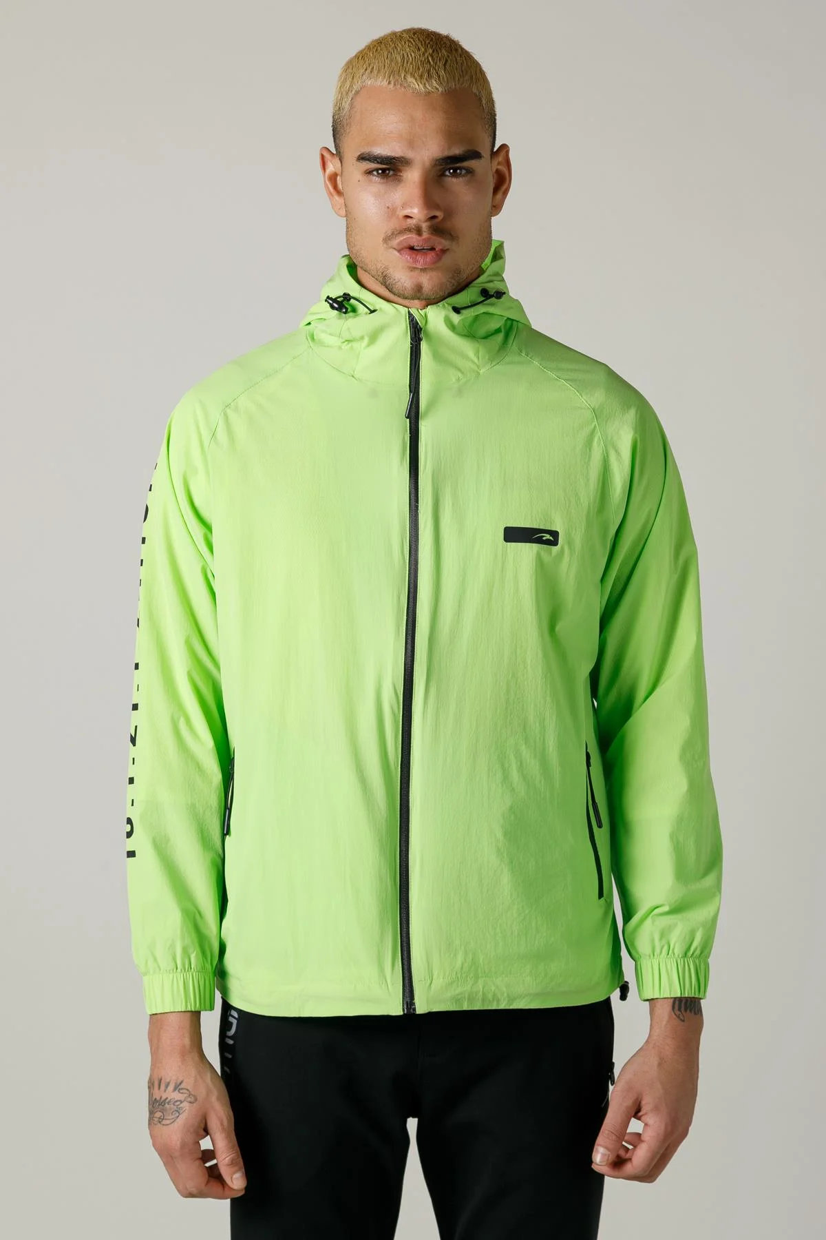 Maraton Regular Erkek Kapüşonlu Neon Yeşil Yağmurluk