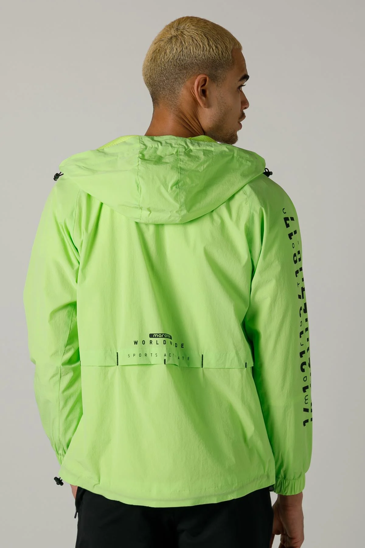 Maraton Regular Erkek Kapüşonlu Neon Yeşil Yağmurluk - 3