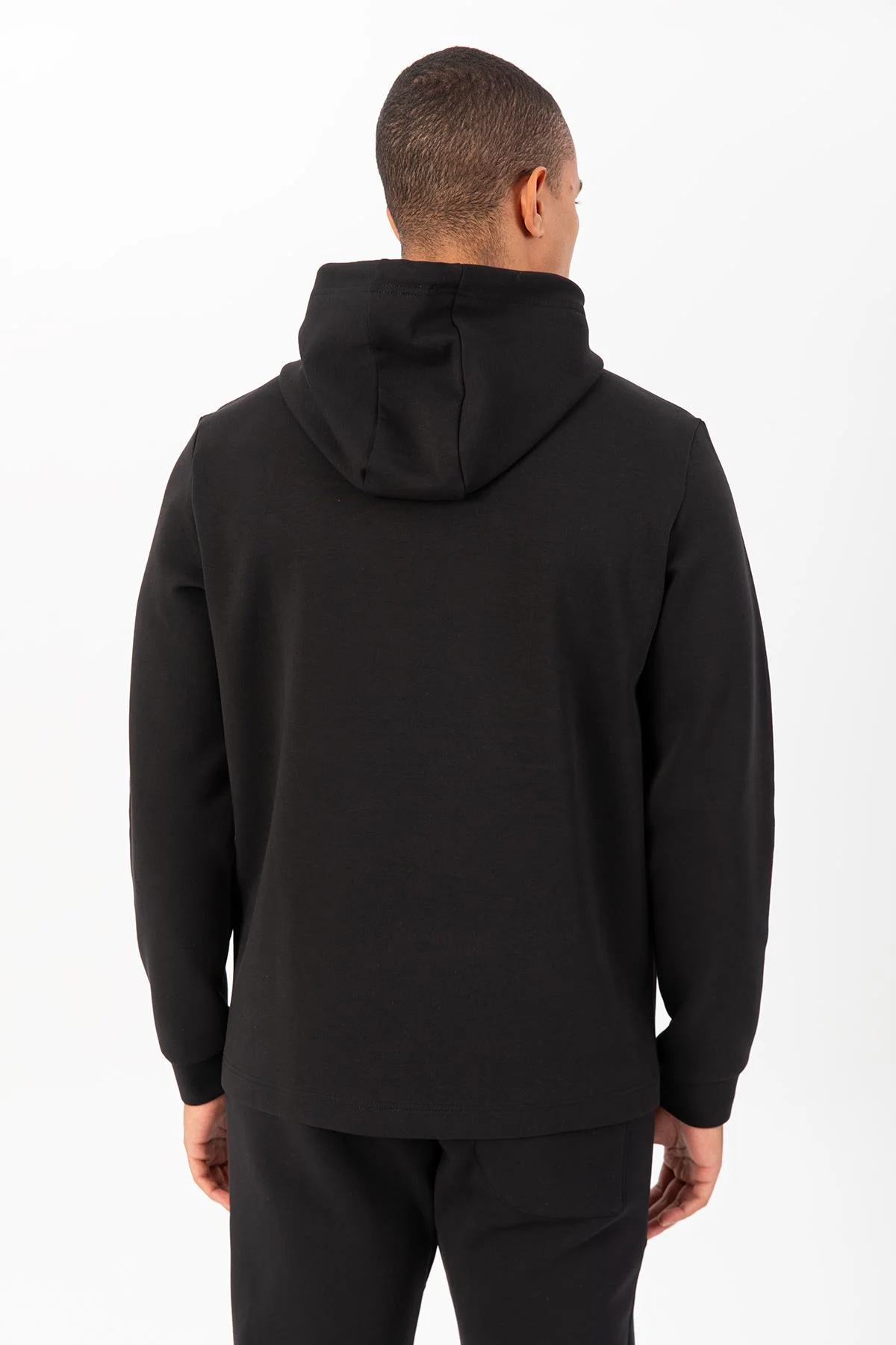 Maraton Regular Erkek Kapüşonlu Siyah Sweatshirt - 3