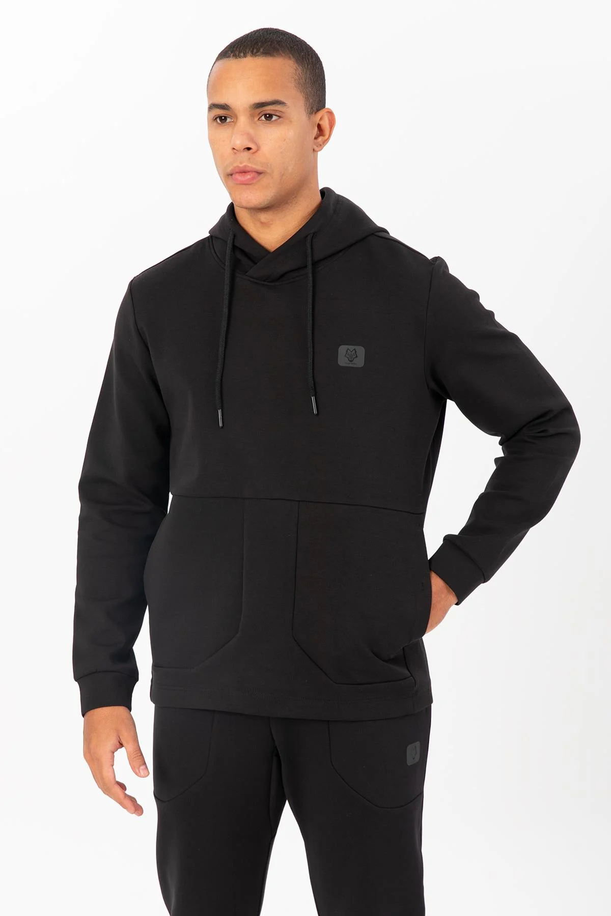 Maraton Regular Erkek Kapüşonlu Siyah Sweatshirt - 4