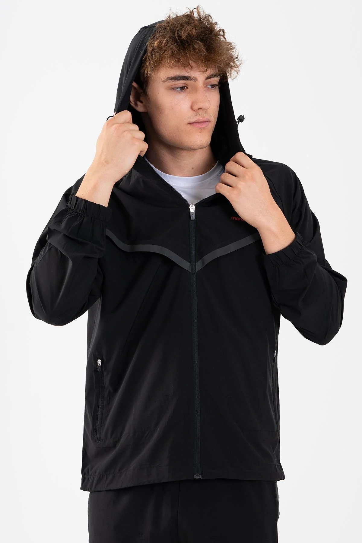 Maraton Regular Erkek Kapüşonlu Siyah-Turuncu Eşofman Üstü - 4