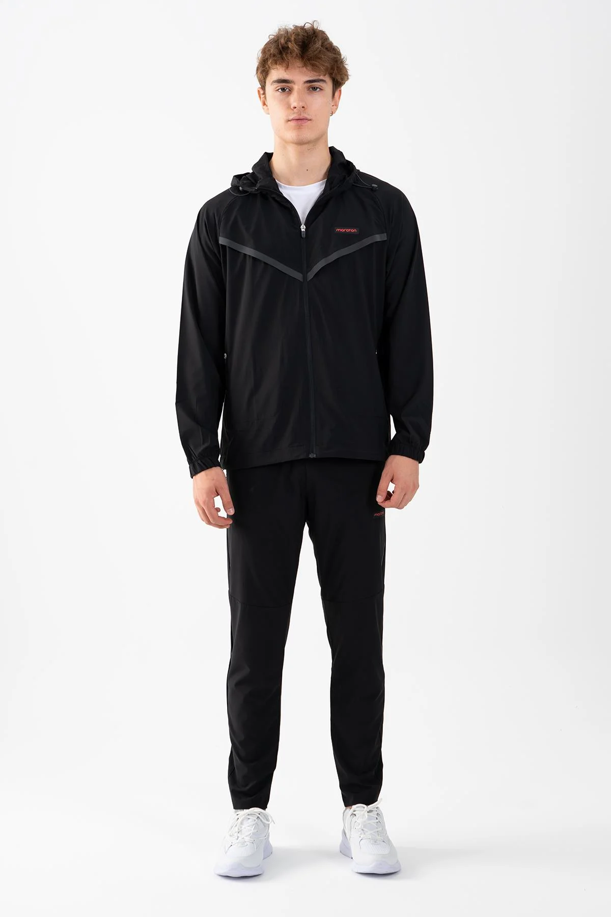 Maraton Regular Erkek Kapüşonlu Siyah-Turuncu Eşofman Üstü - 6