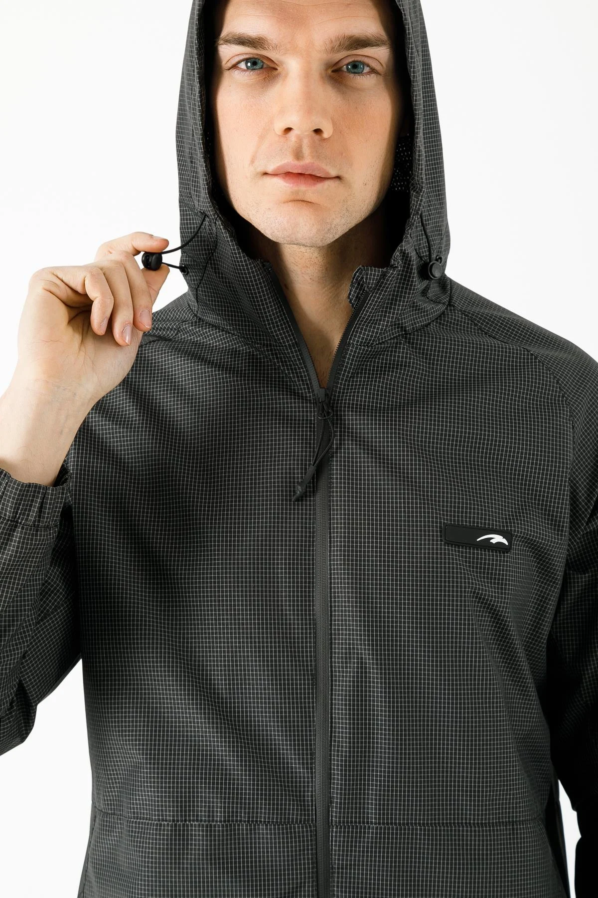 Maraton Regular Erkek Kapüşonlu Siyah Yağmurluk - 7