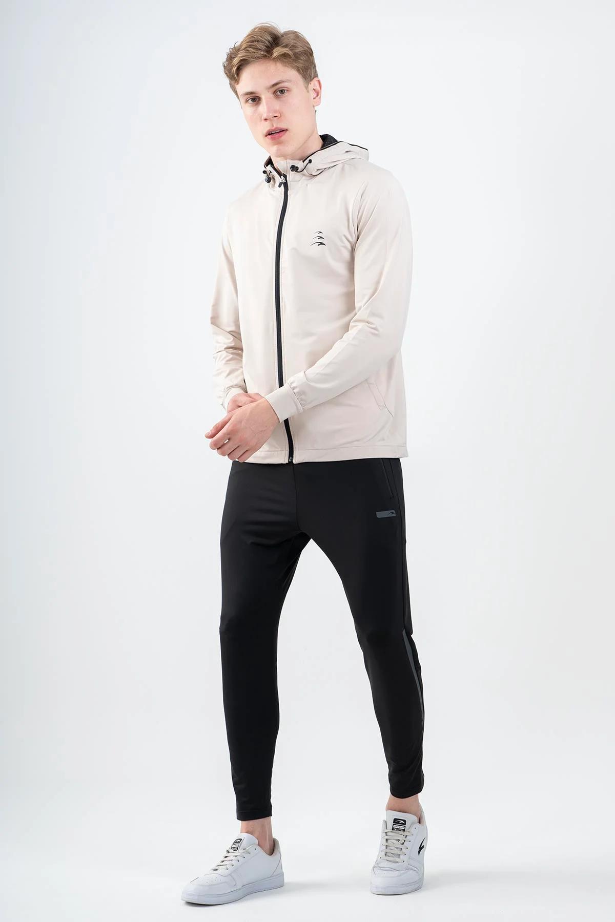 Maraton Regular Erkek Kapüşonlu Taş Rengi Eşofman Üstü - 5