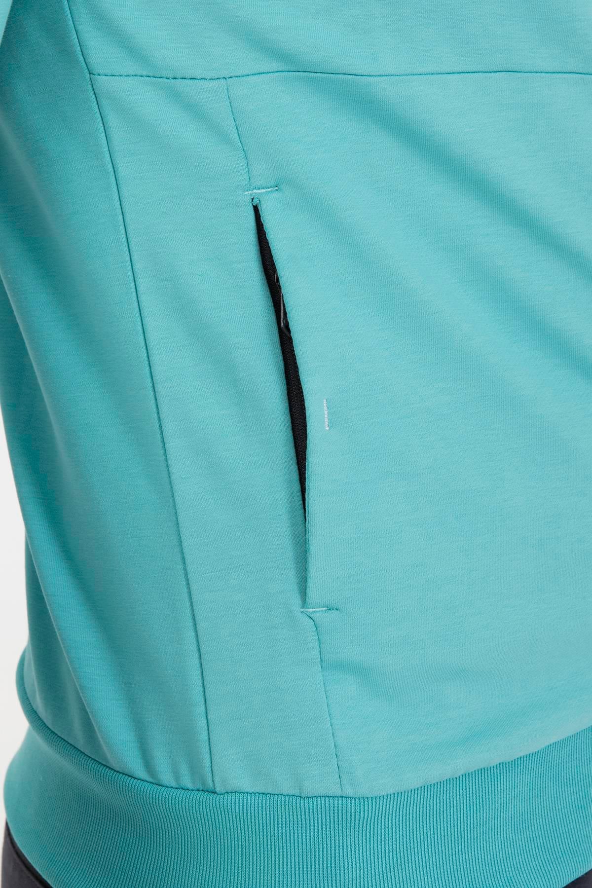 Maraton Regular Erkek Kapüşonlu Turkuaz Eşofman Üstü - 6