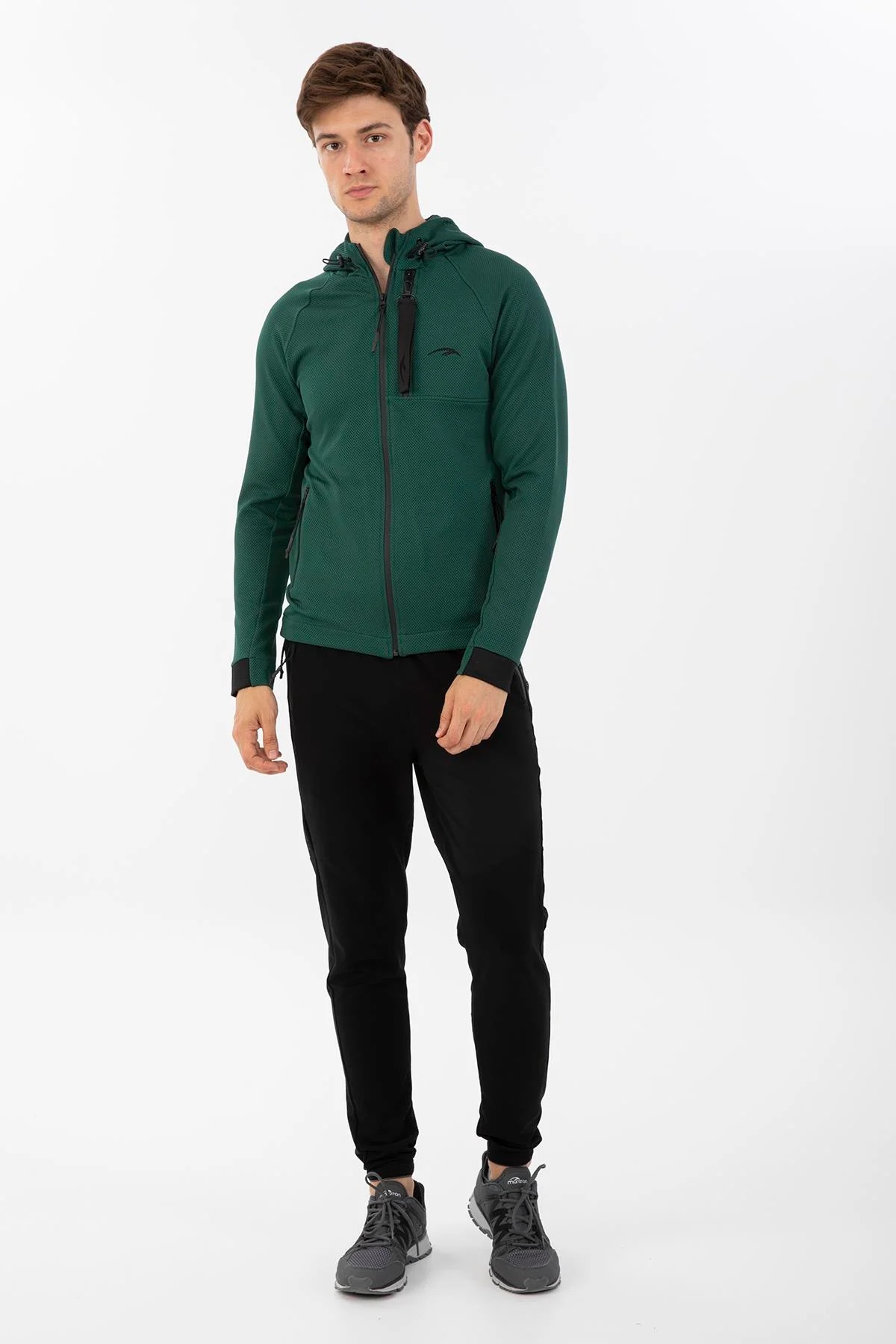 Maraton Regular Erkek Kapüşonlu Yeşil Eşofman Üstü - 6