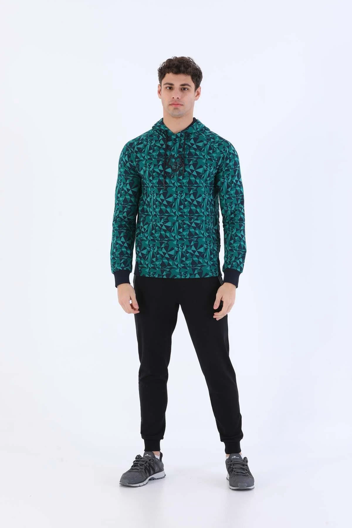 Maraton Regular Erkek Kapüşonlu Yeşil Sweatshirt - 6