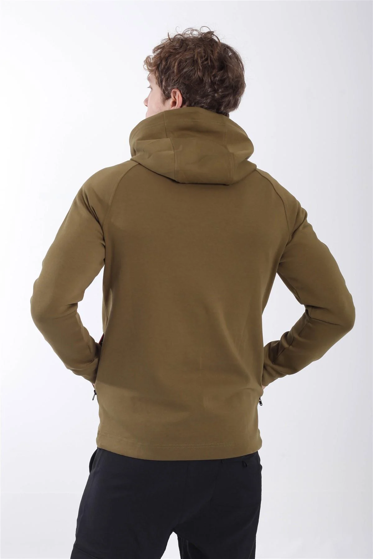 Maraton Regular Erkek Kapüşonlu Zeytin Sweatshirt - 3