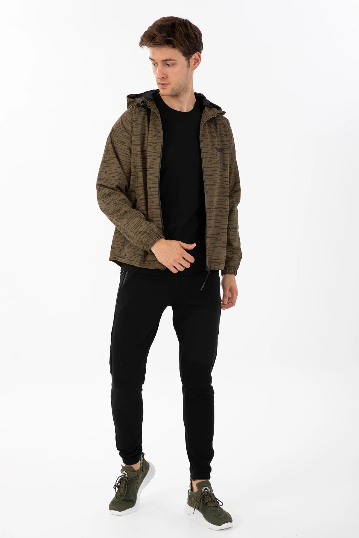 Maraton Regular Erkek Kapüşonlu Zeytin Yağmurluk - 5