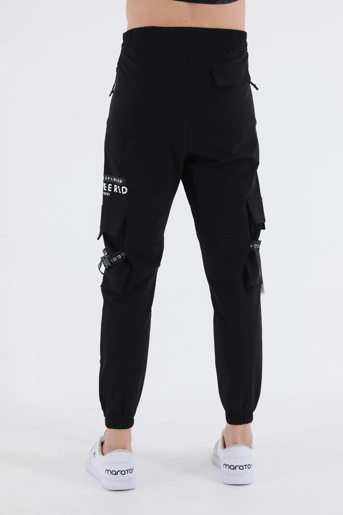 Maraton Regular Erkek Lastik Paça Siyah-Beyaz Pantolon - 3