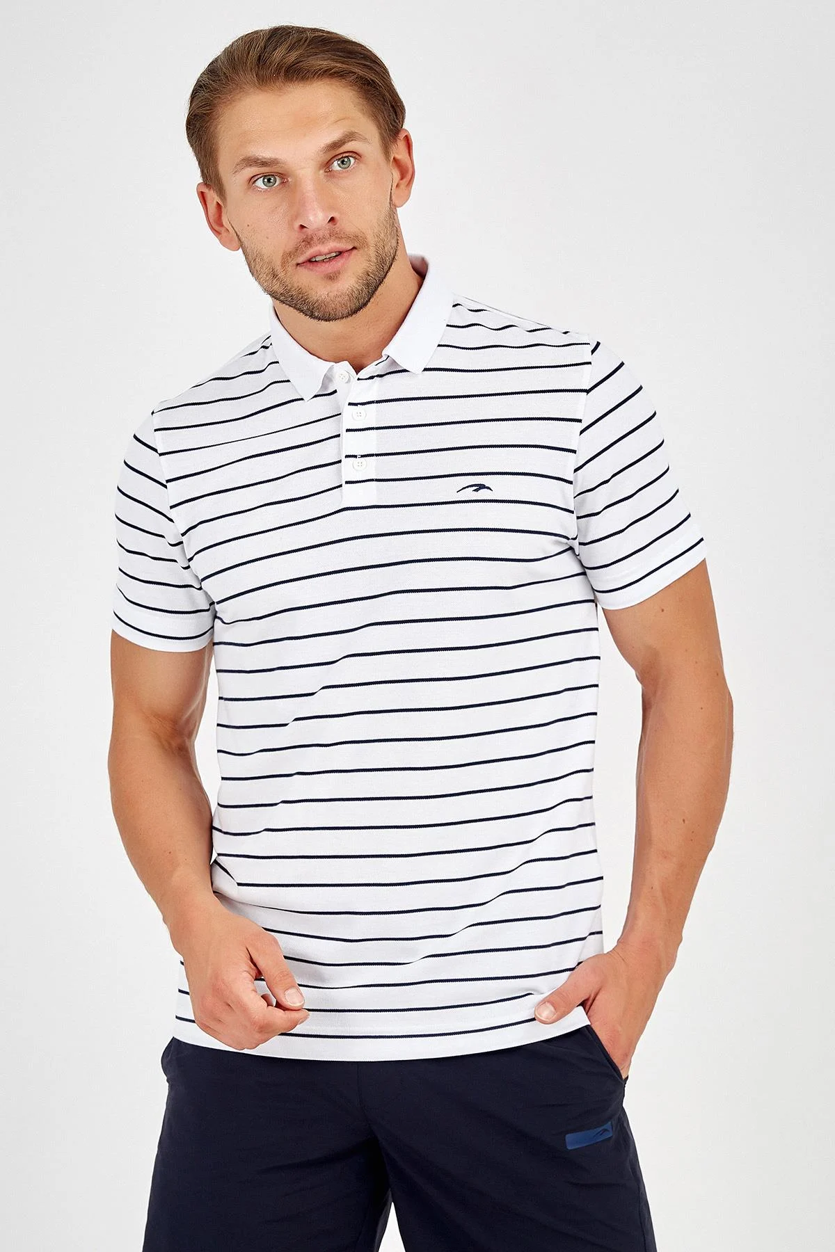 Maraton Regular Erkek Polo Yaka Beyaz T-shirt