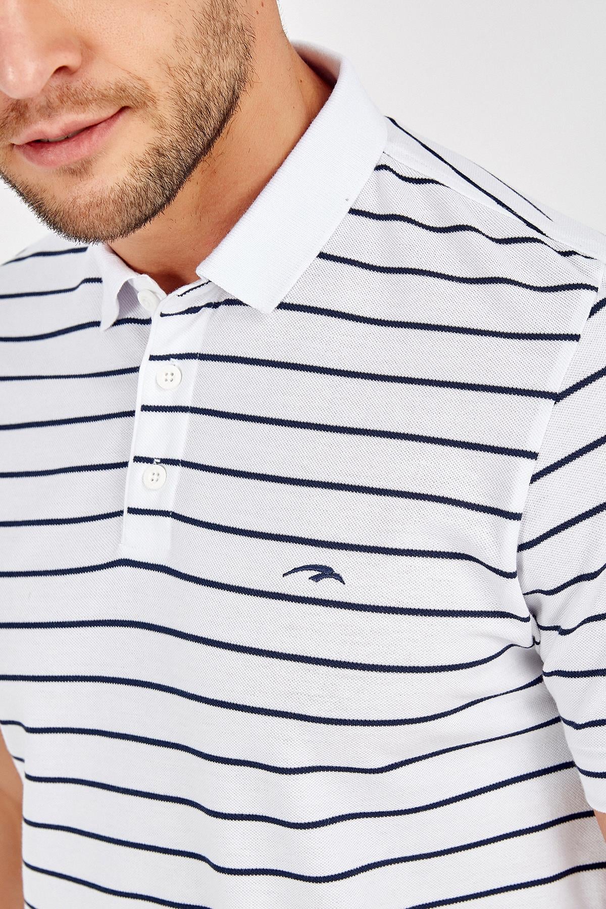 Maraton Regular Erkek Polo Yaka Beyaz T-shirt - 6