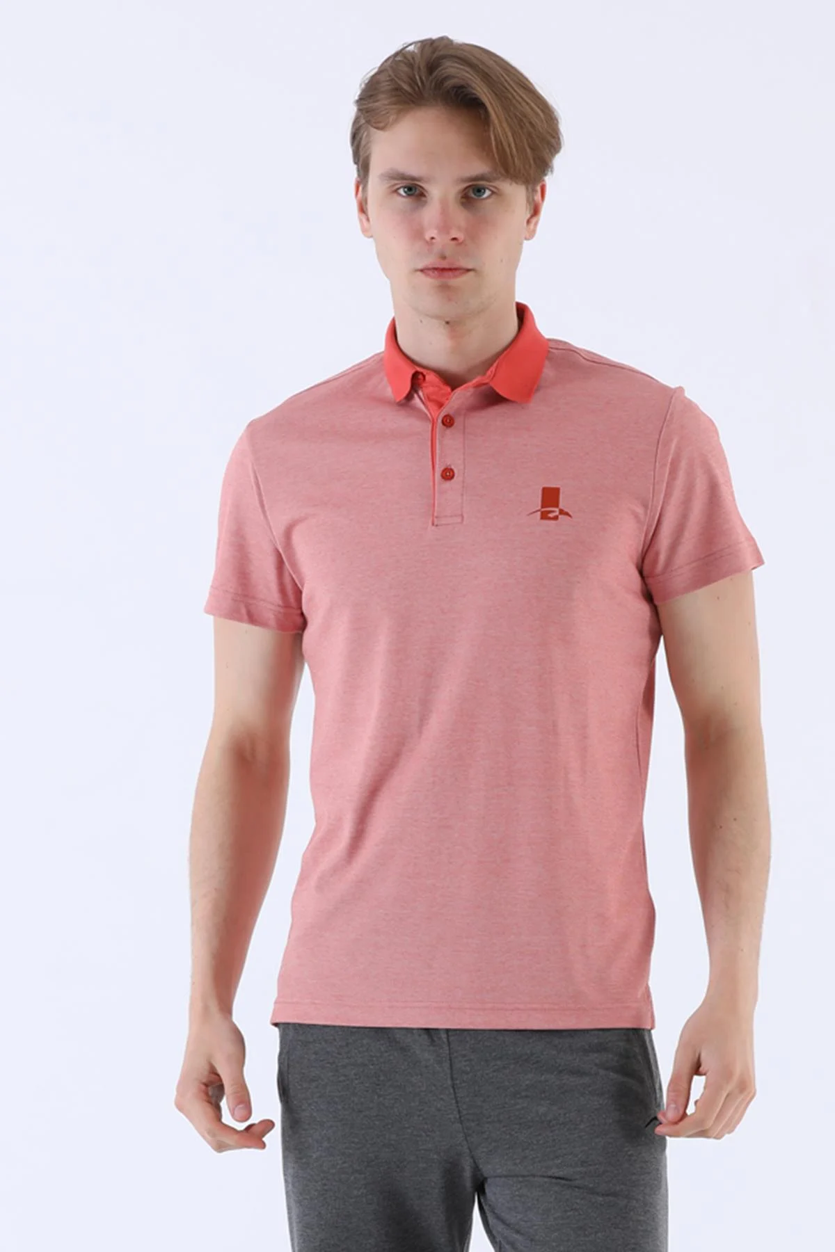Maraton Regular Erkek Polo Yaka Kiremit T-shirt