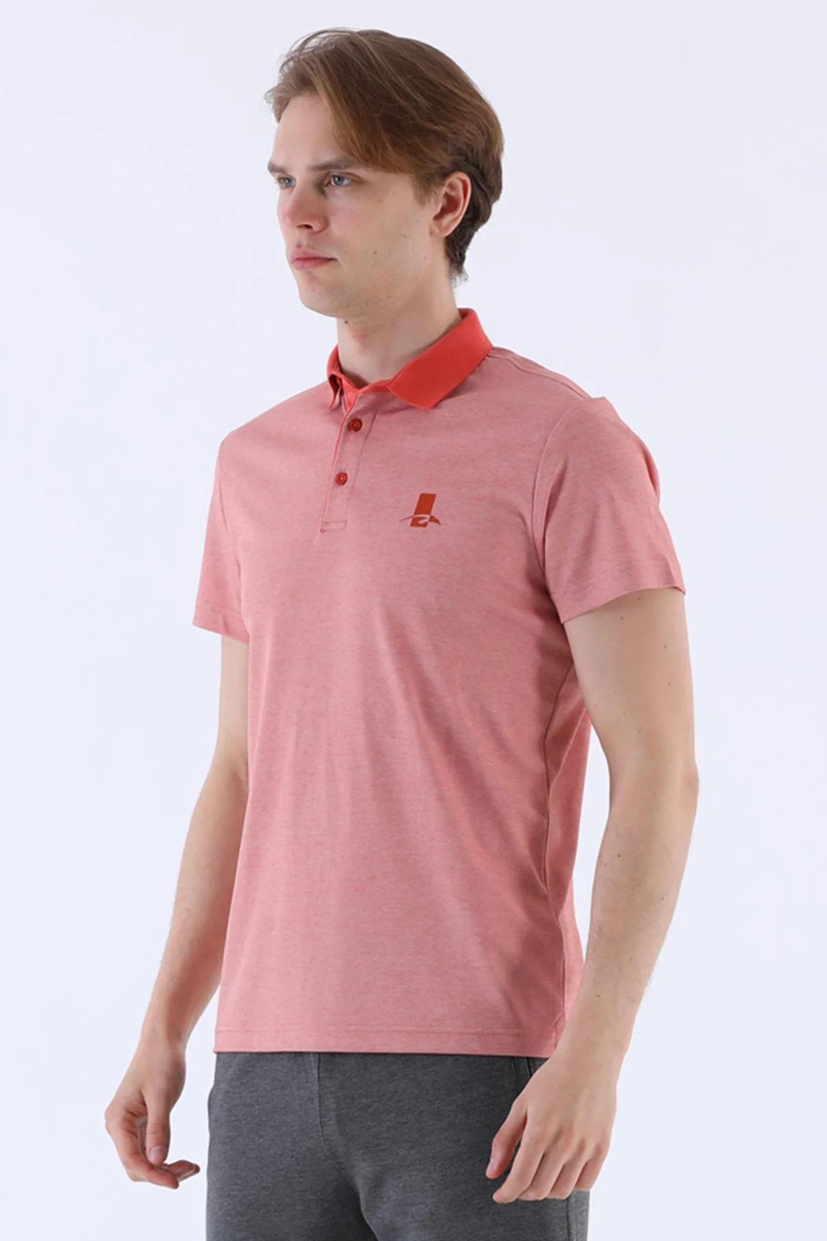 Maraton Regular Erkek Polo Yaka Kiremit T-shirt - 5