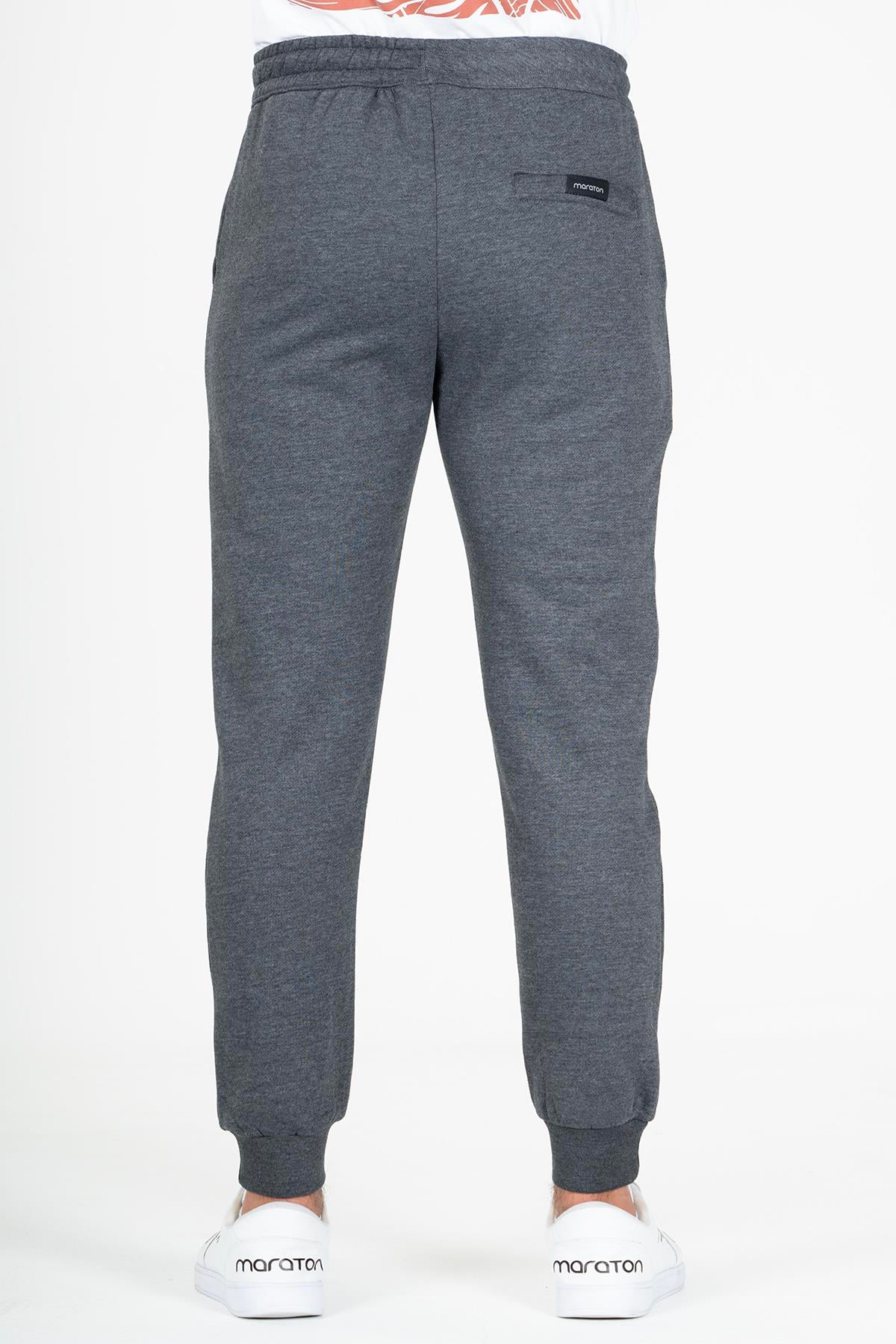 Maraton Regular Erkek Ribana Paça Siyahmelanj Eşofman Altı - 3