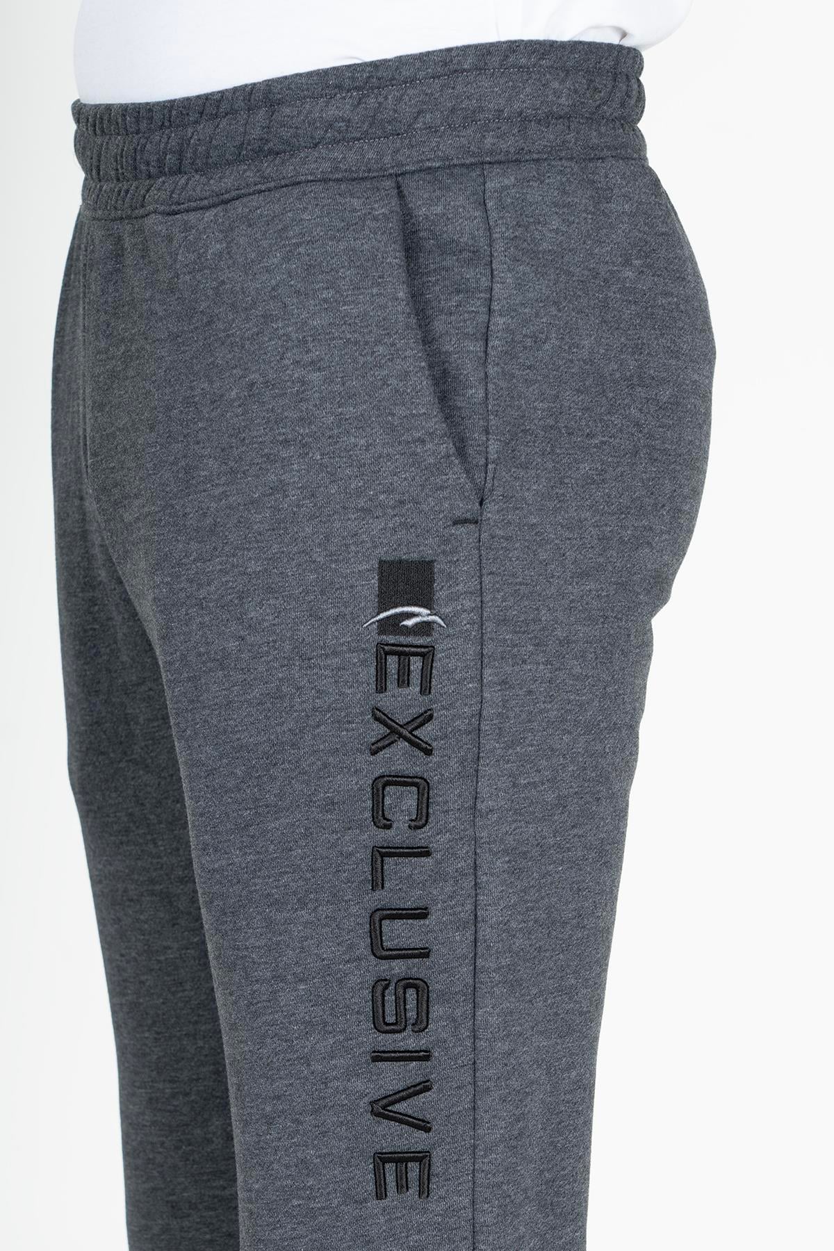 Maraton Regular Erkek Ribana Paça Siyahmelanj Eşofman Altı - 5