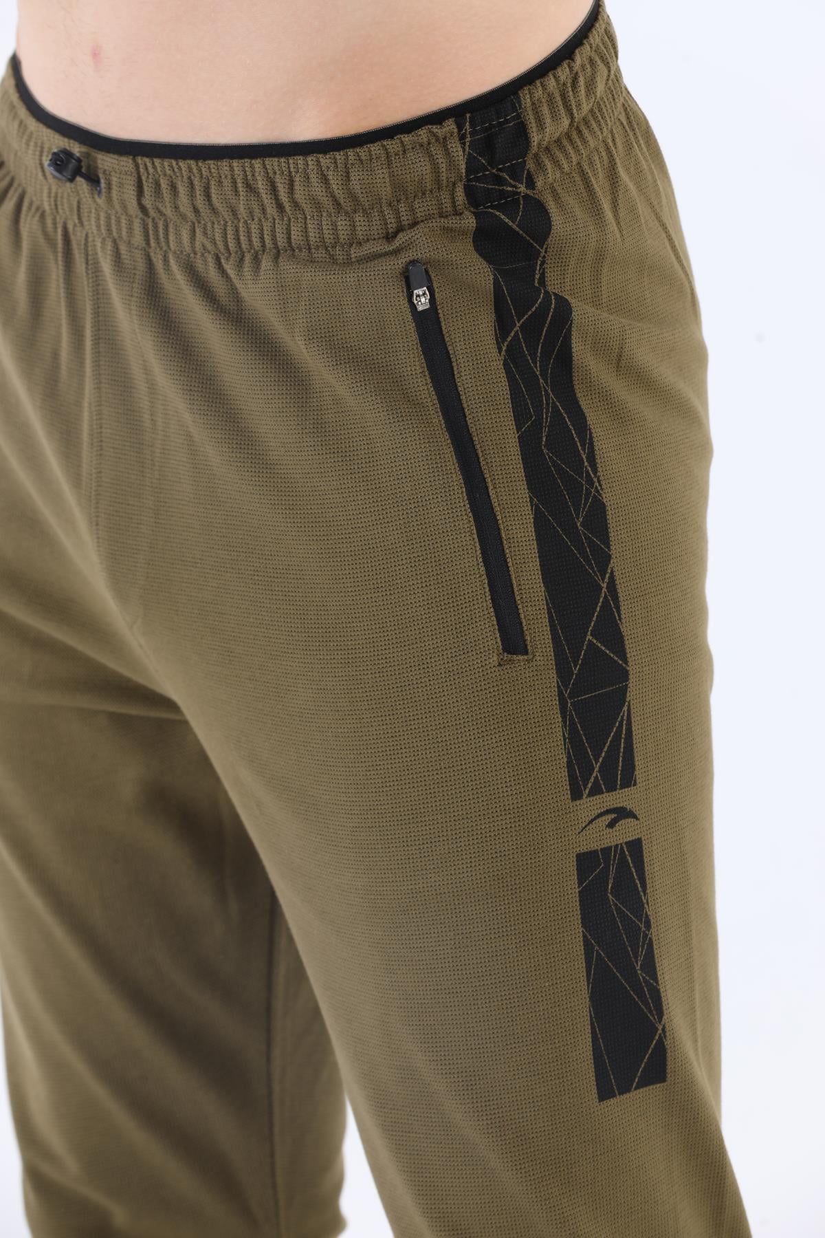 Maraton Regular Erkek Ribana Paça Zeytin Eşofman Altı - 8