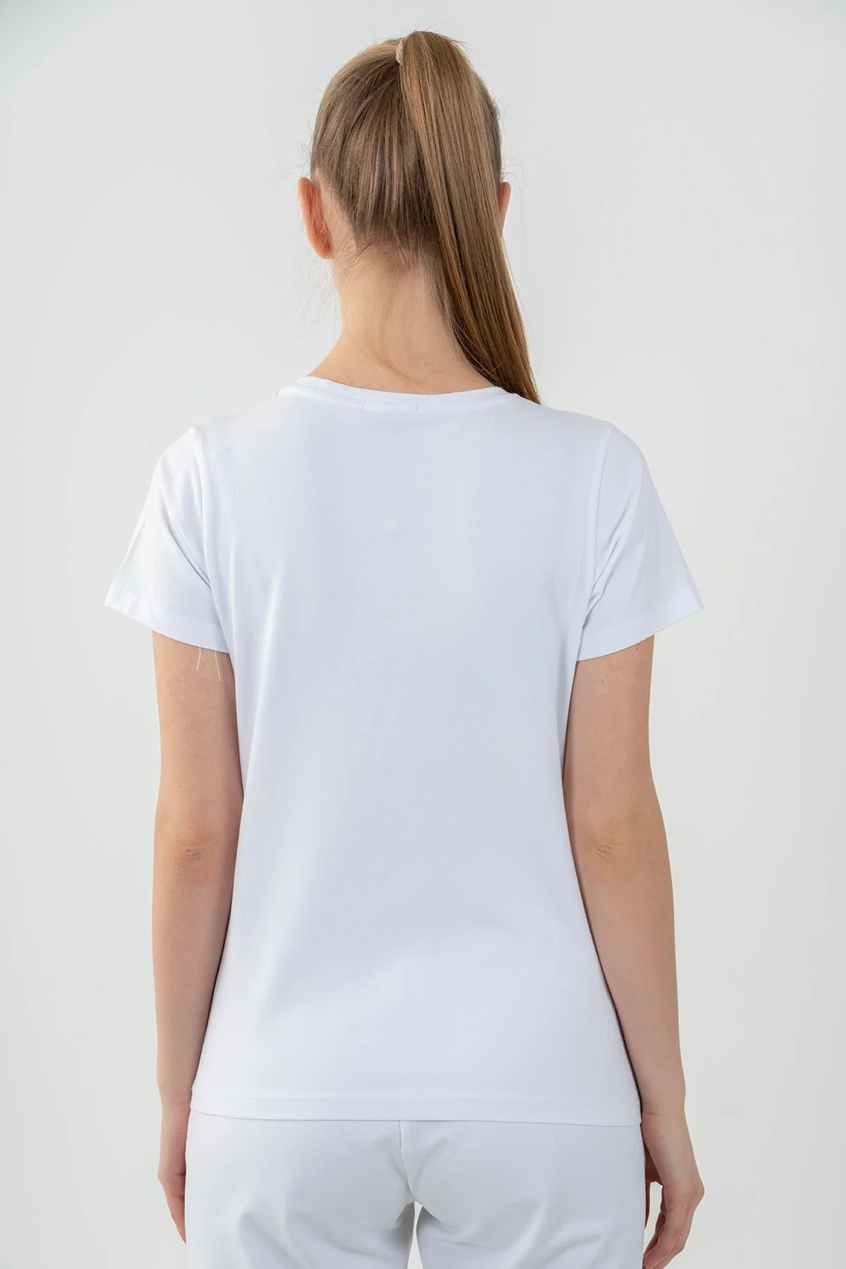 Maraton Regular Kadın Bisiklet Yaka Beyaz- T-shirt - 3