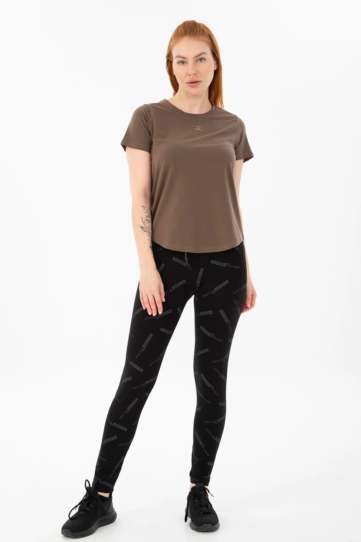 Maraton Regular Kadın Bisiklet Yaka Kakao T-shirt - 5