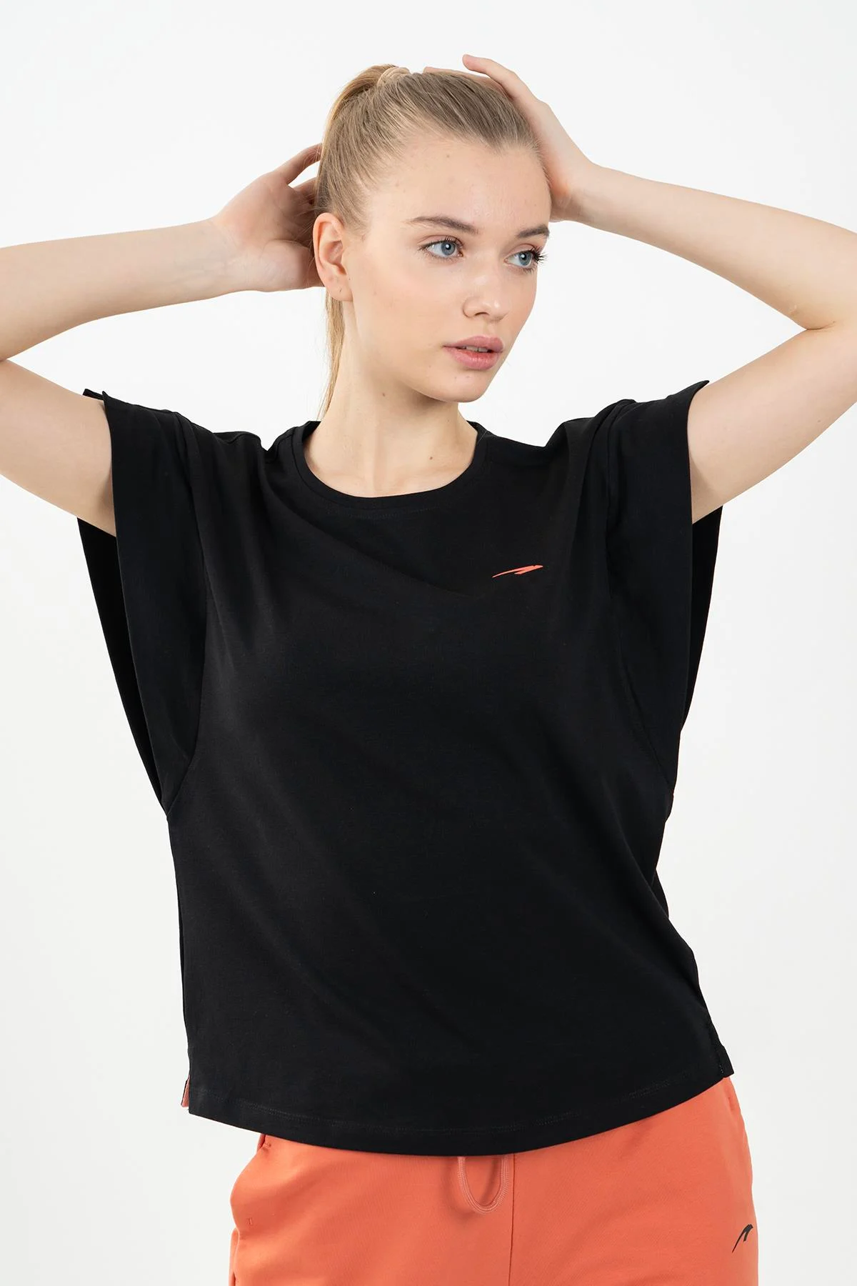 Maraton Regular Kadın Bisiklet Yaka Siyah- T-shirt - 5