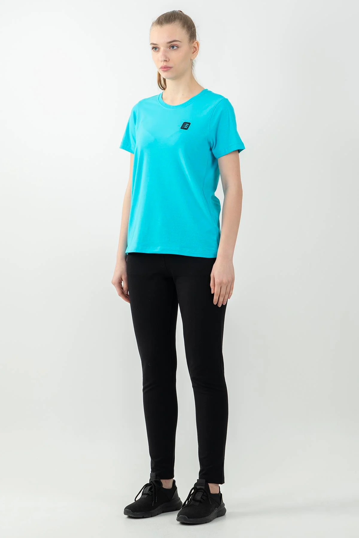 Maraton Regular Kadın Bisiklet Yaka Turkuaz T-shirt - 6