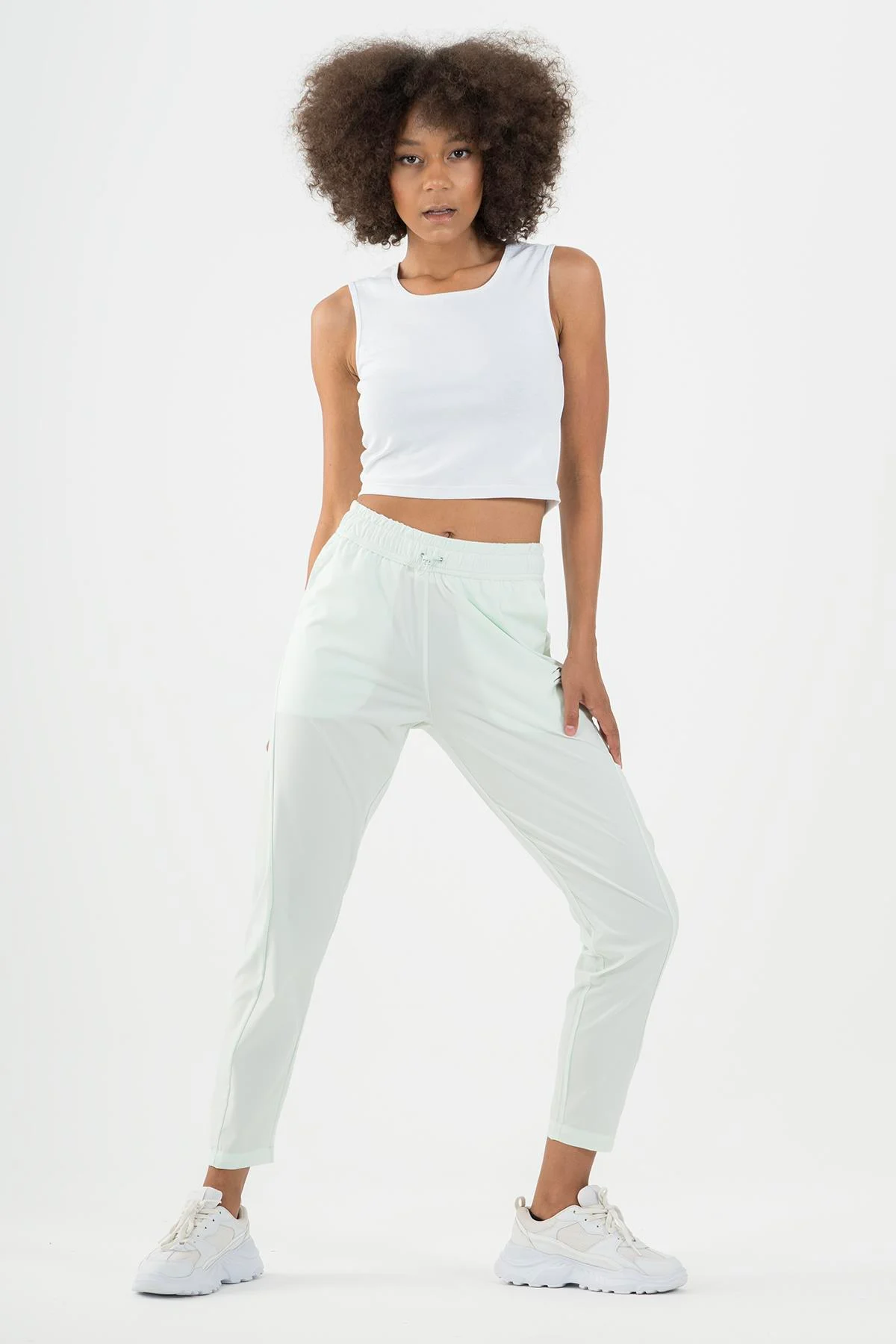 Maraton Regular Kadın Dar Paça Açık Yeşil Pantolon - 5