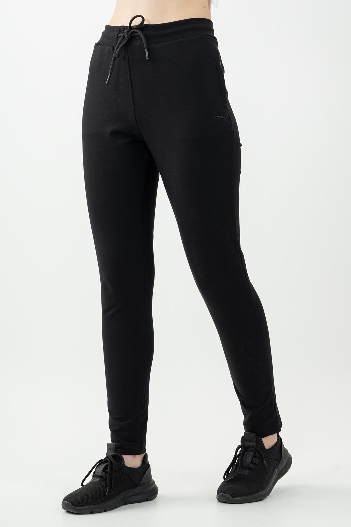 Maraton Regular Kadın Dar Paça Siyah- Eşofman Altı - 5