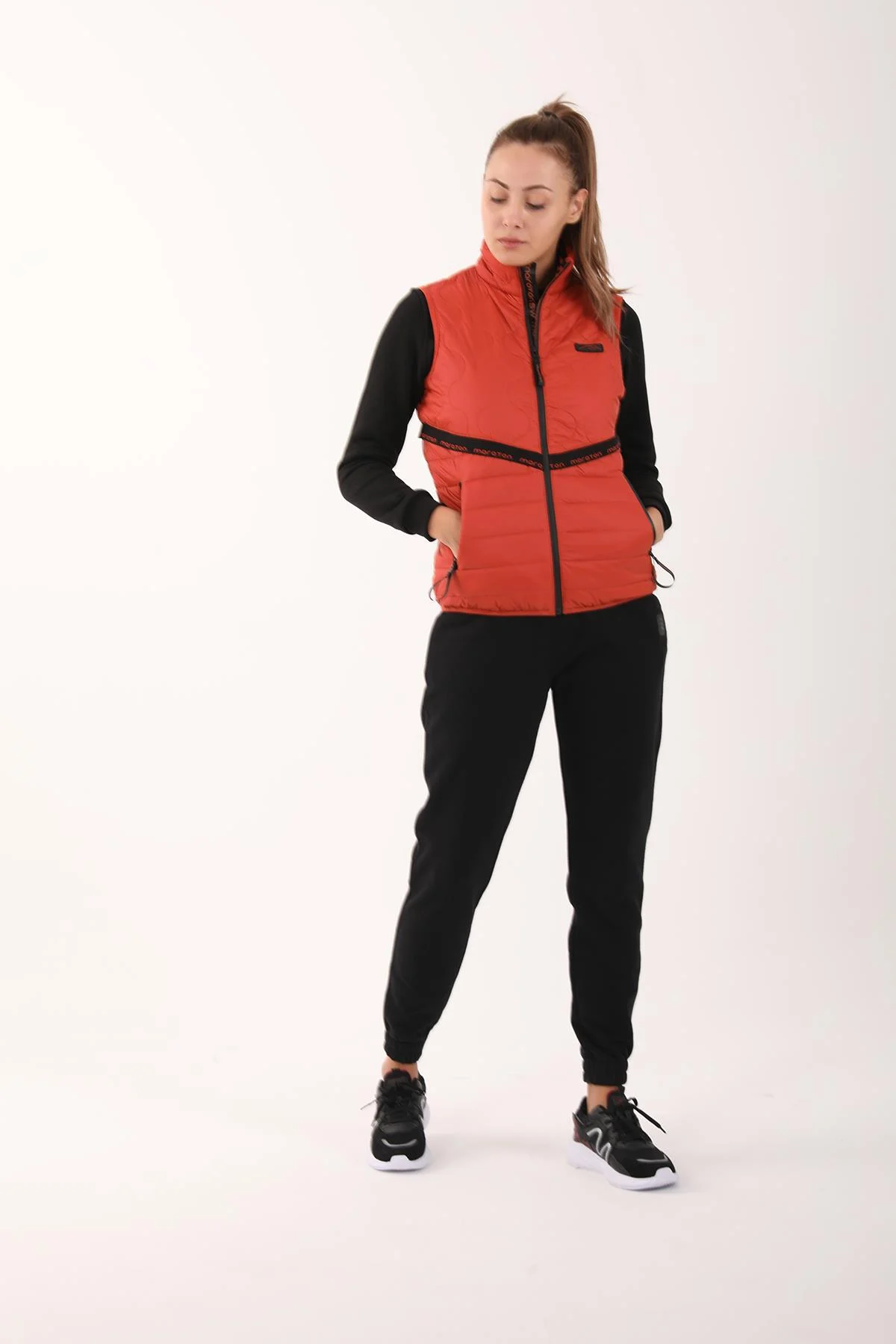 Maraton Regular Kadın Dik Yaka Kiremit Yelek - 5