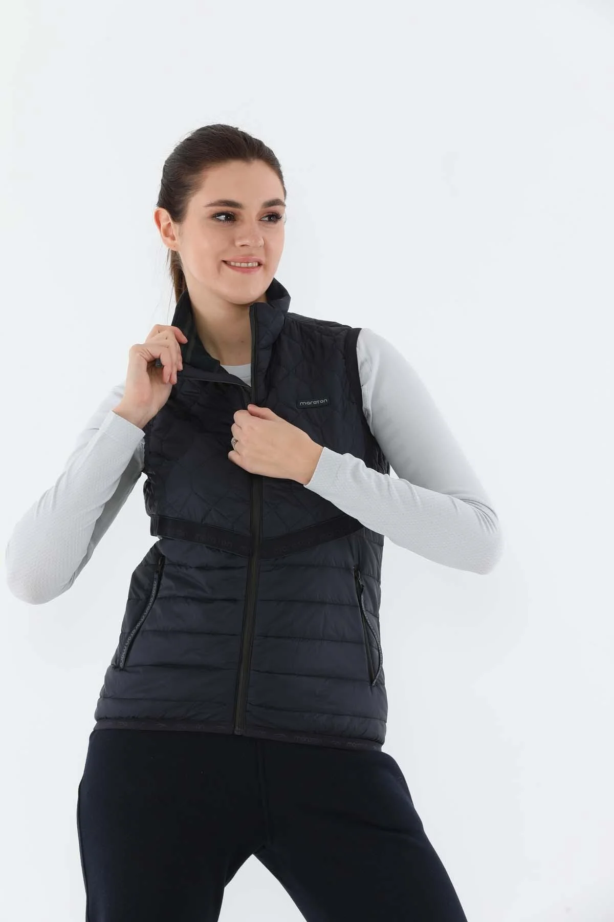 Maraton Regular Kadın Dik Yaka Lacivert Yelek