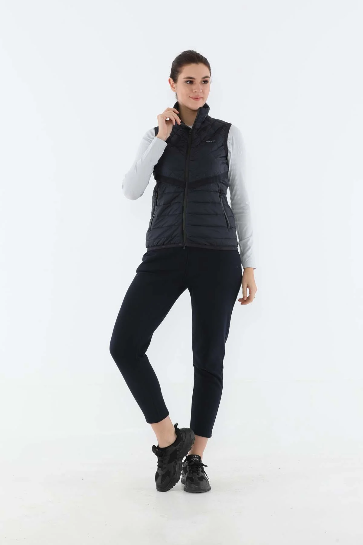 Maraton Regular Kadın Dik Yaka Lacivert Yelek - 3