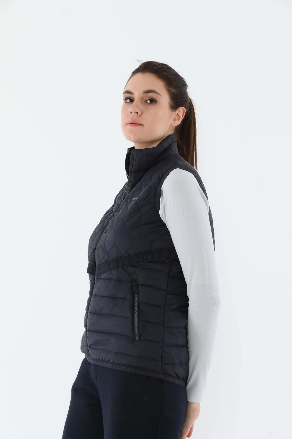 Maraton Regular Kadın Dik Yaka Lacivert Yelek - 4