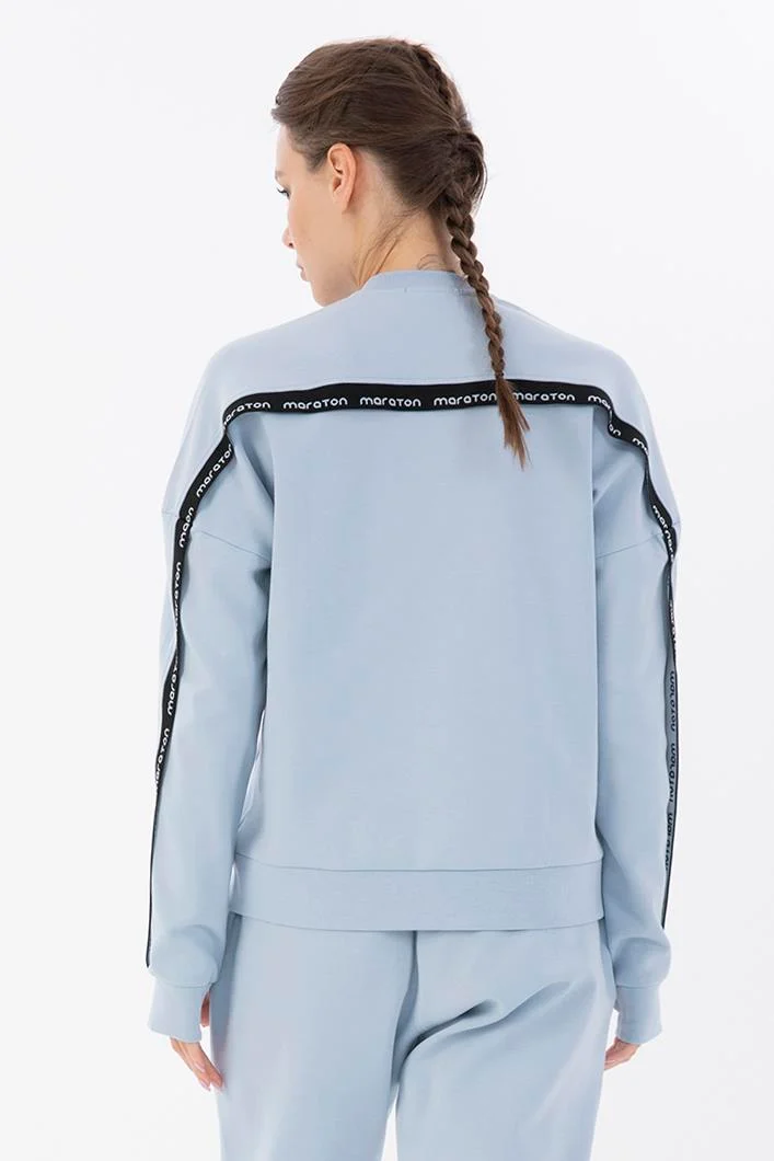 Maraton Regular Kadın Dik Yaka Sisli Mavi Tracktop - 3