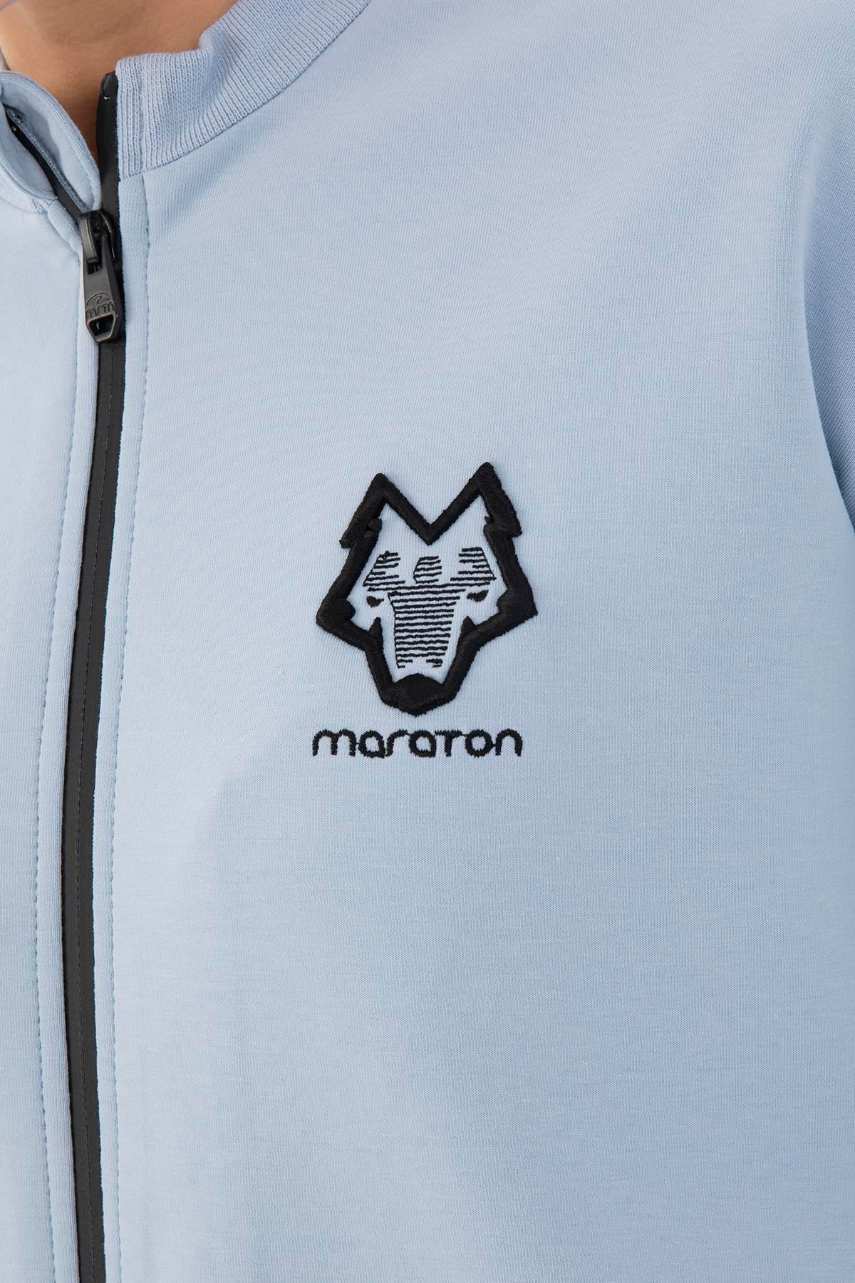 Maraton Regular Kadın Dik Yaka Sisli Mavi Tracktop - 7