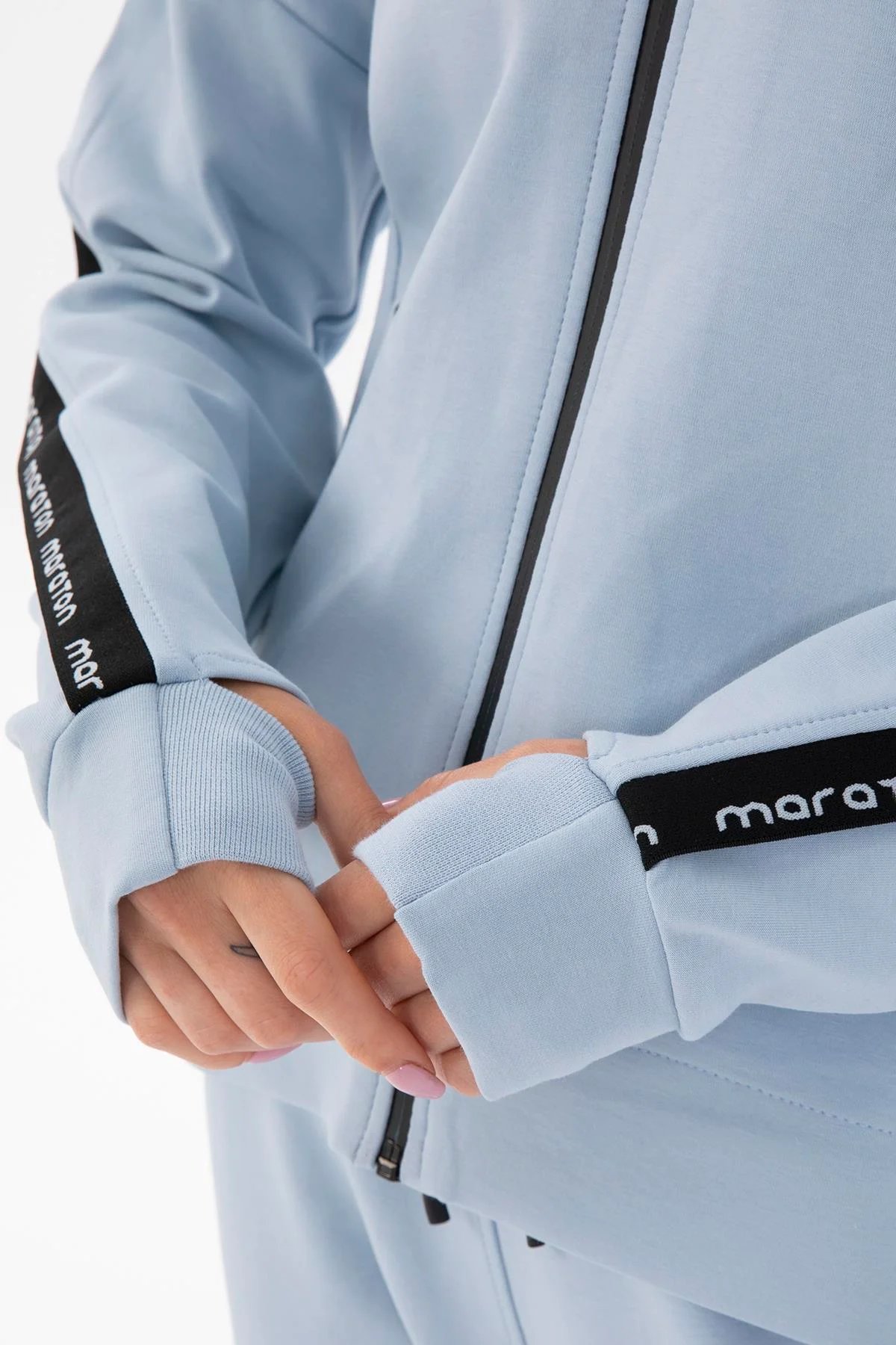 Maraton Regular Kadın Dik Yaka Sisli Mavi Tracktop - 8