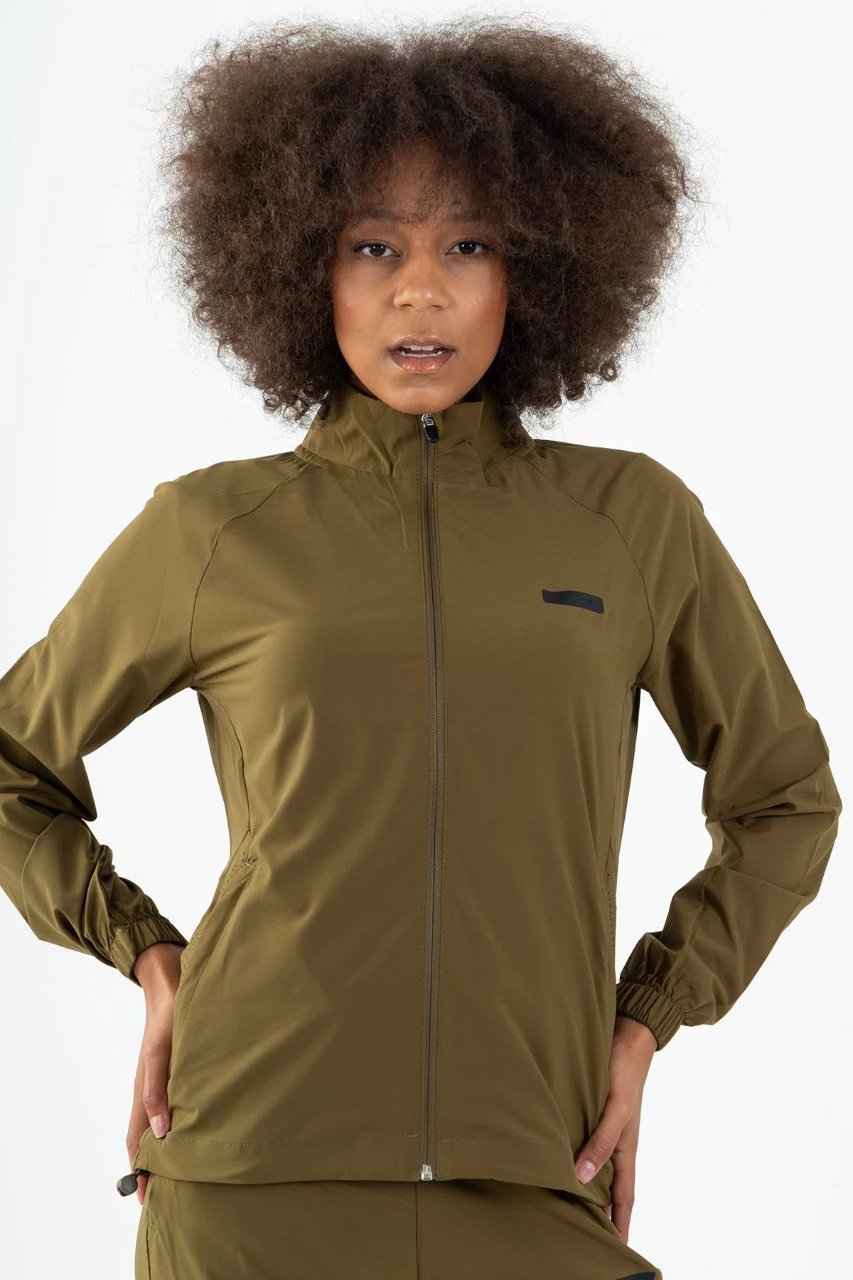 Maraton Regular Kadın Dik Yaka Zeytin Tracktop