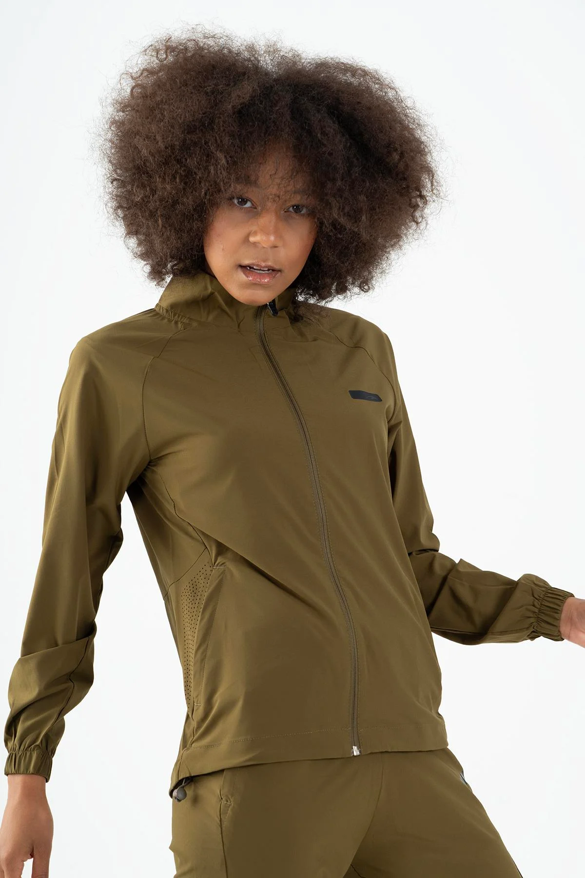 Maraton Regular Kadın Dik Yaka Zeytin Tracktop - 4