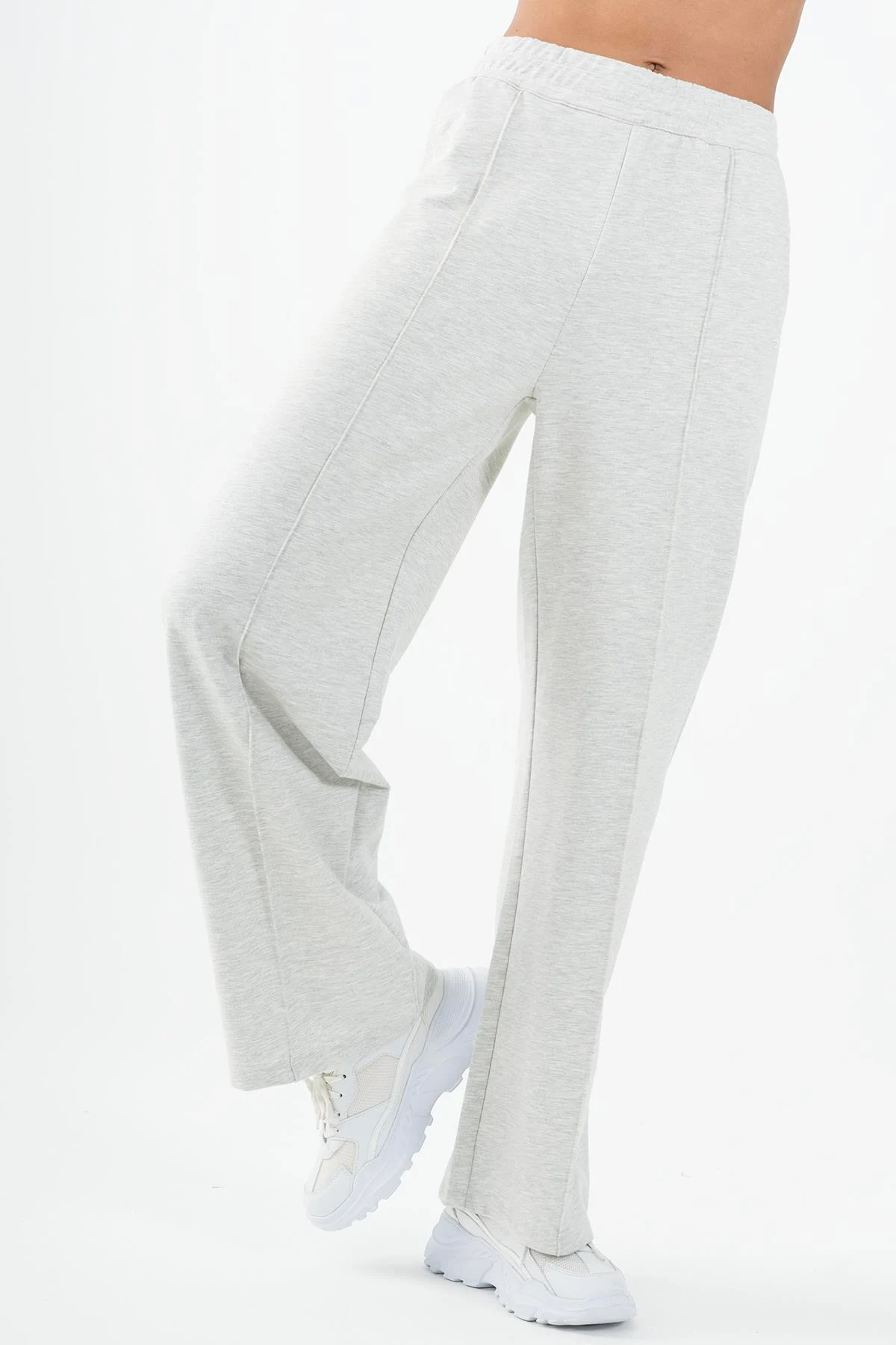 Maraton Regular Kadın İspanyol Paça Ekru Eşofman Altı - 5