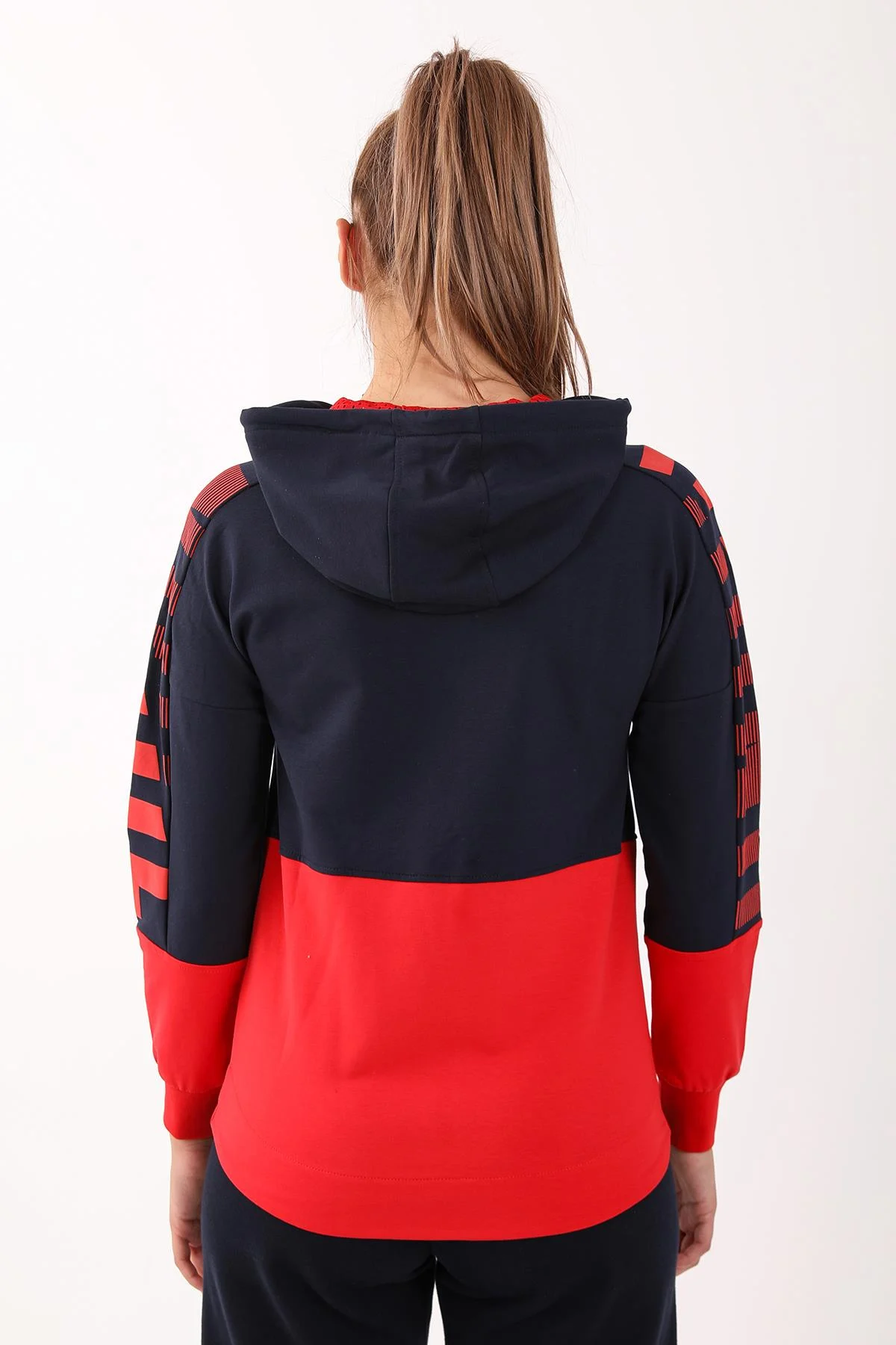 Maraton Regular Kadın Kapüşonlu Açık Lacivert Tracktop - 3