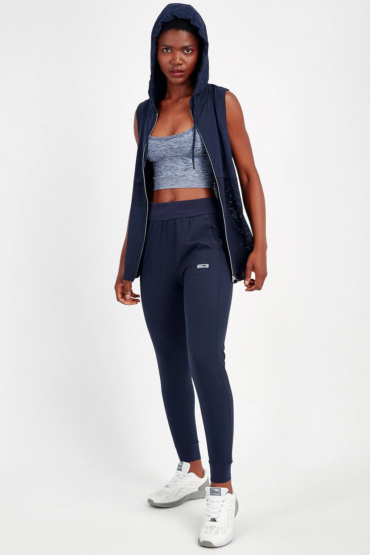 Maraton Regular Kadın Kapüşonlu Açık Lacivert Yelek