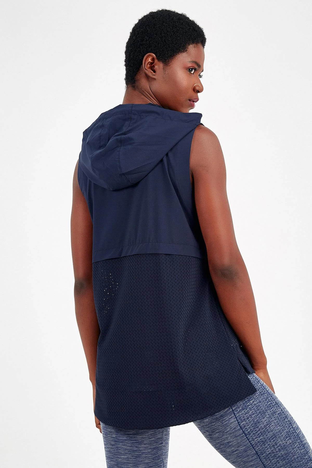 Maraton Regular Kadın Kapüşonlu Açık Lacivert Yelek - 3