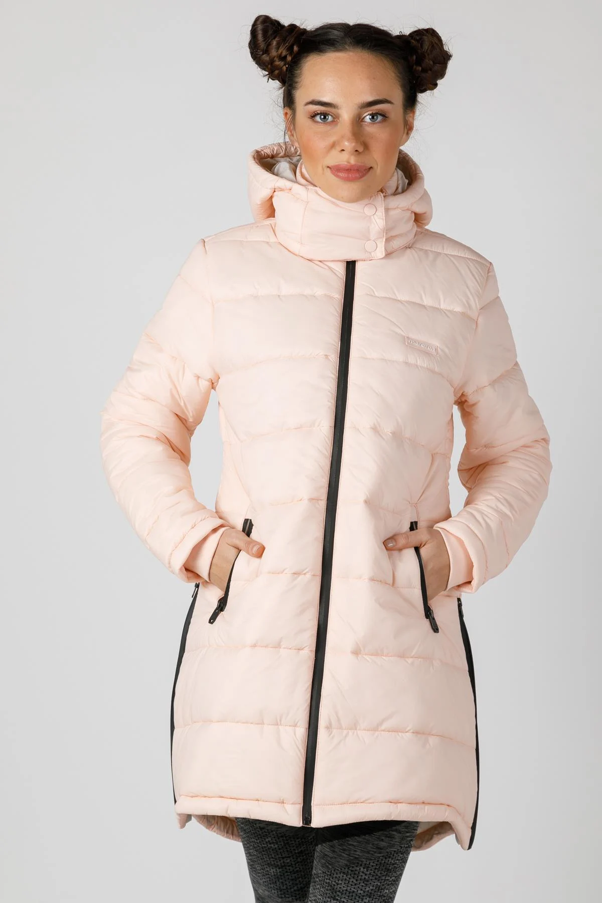 Maraton Regular Kadın Kapüşonlu Açık Şeftali Mont