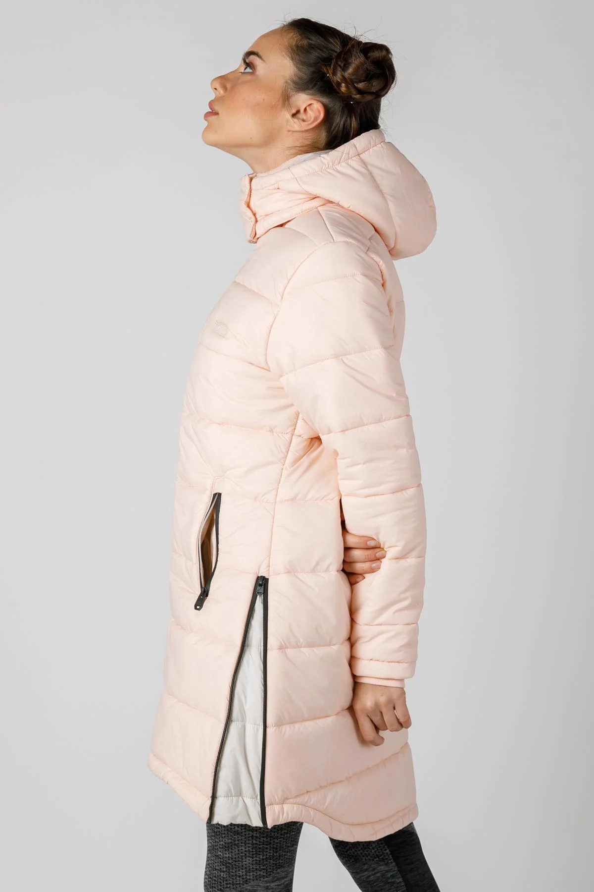 Maraton Regular Kadın Kapüşonlu Açık Şeftali Mont - 4
